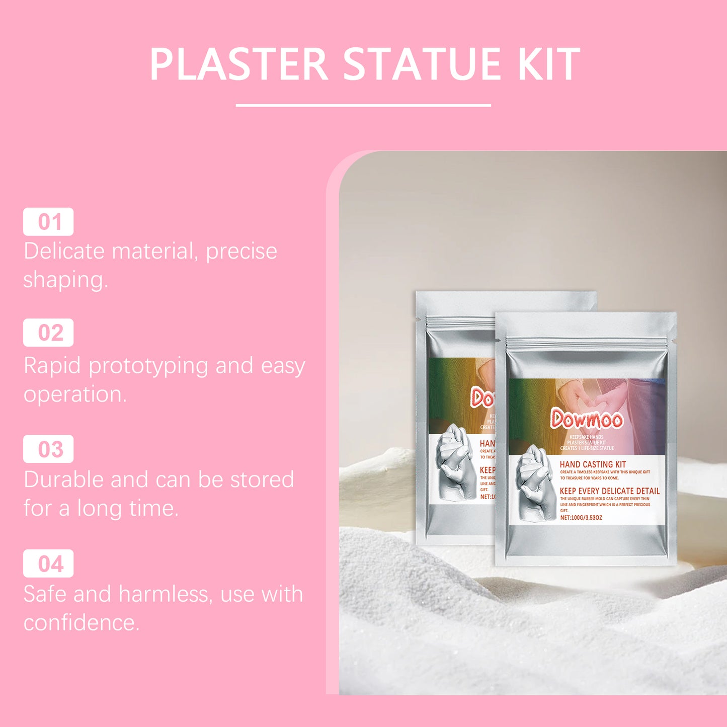 Dowmoo hand mold powder suit three-dimensional hand mold plaster material DIY commemorative gift clone model powder
