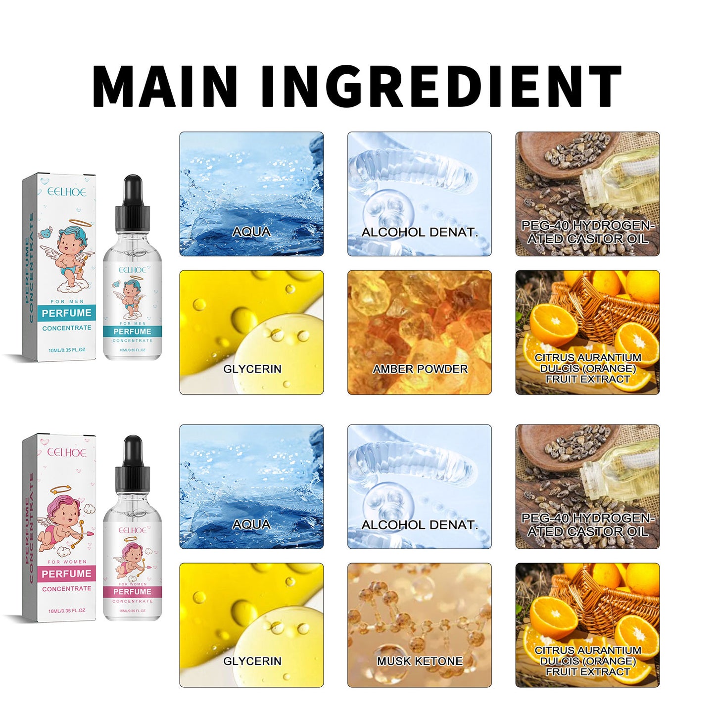 EELHOE Cupid Information Perfume Lasting Light Fragrance Fresh and Natural Niche Fragrance behind Wrist and Ear Perfume