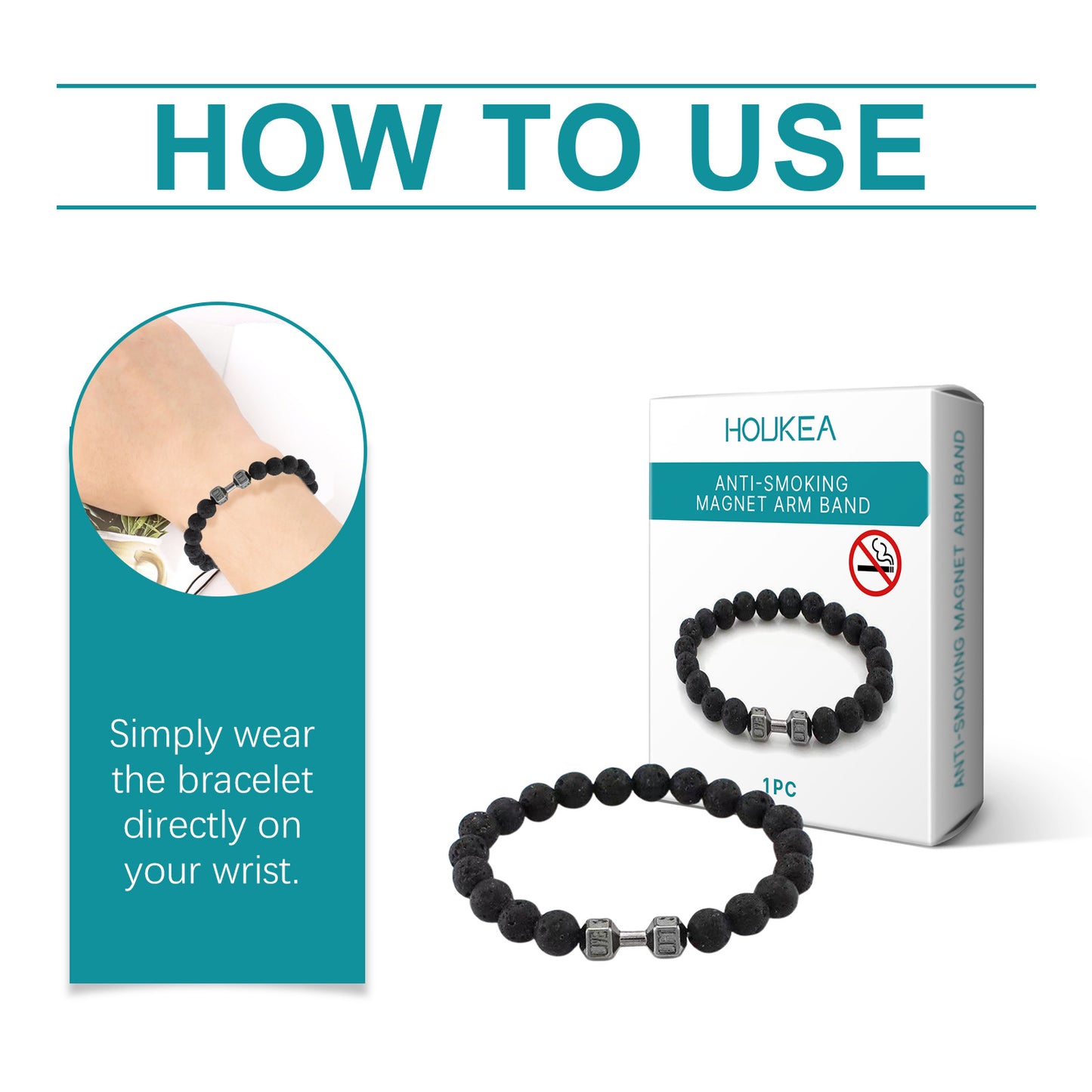 Houkea Volcanic Stone Bracelet Men's Bracelet Fashion Single Design Natural Ingredients Daily Wear Bracelet