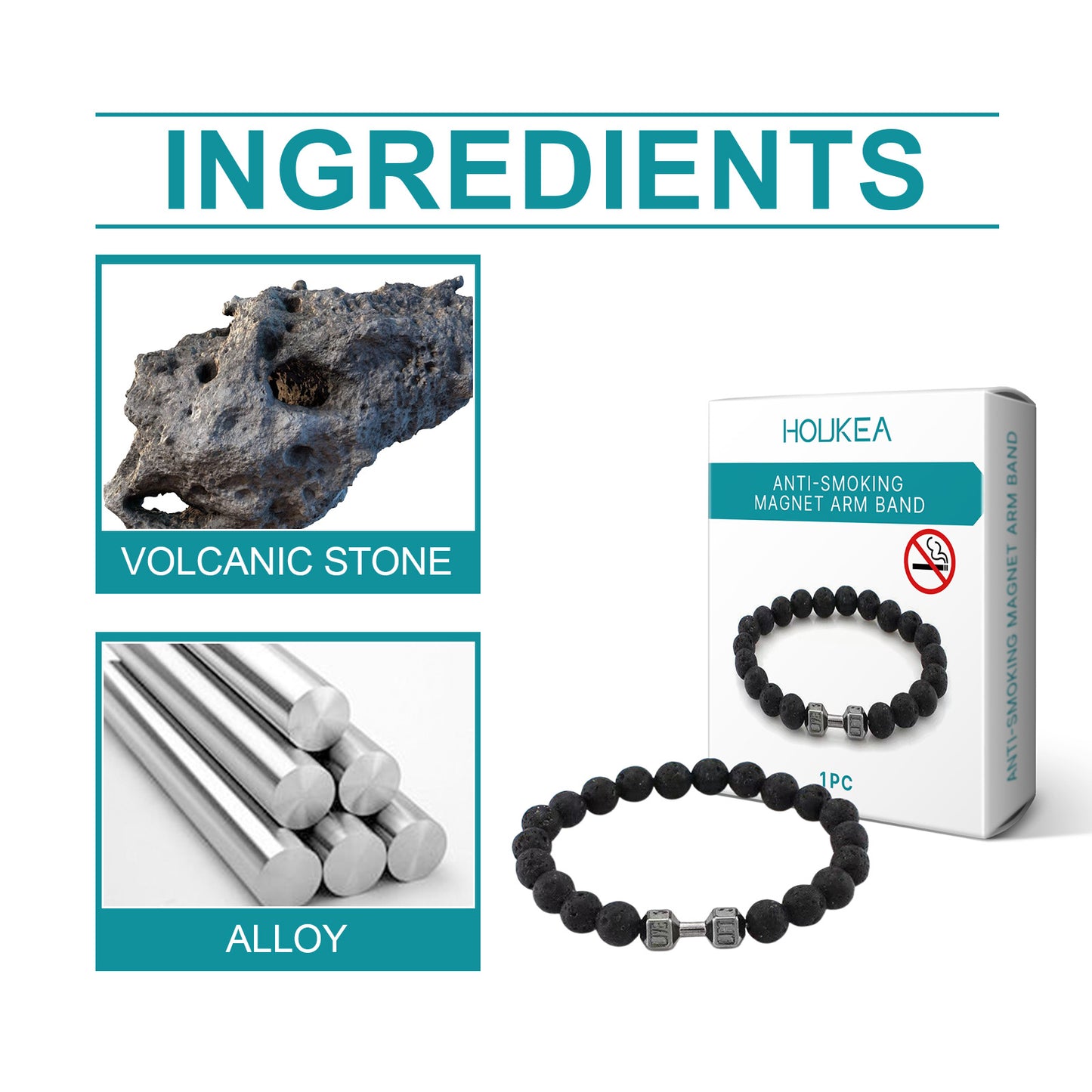 Houkea Volcanic Stone Bracelet Men's Bracelet Fashion Single Design Natural Ingredients Daily Wear Bracelet