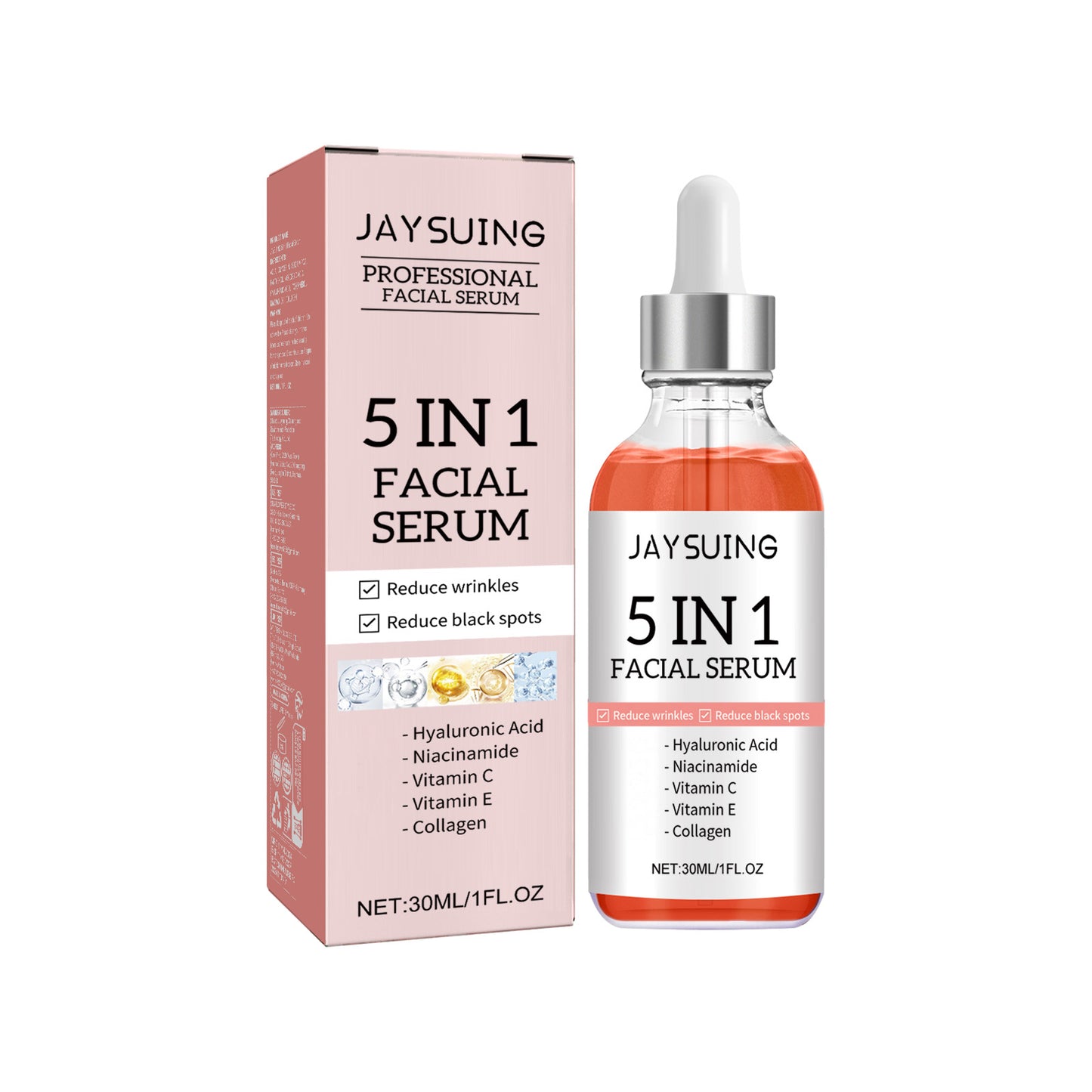 Jaysuing 5-in -1 Facial Essence Moisturizing Skin Firming Fade Spots Acne Beauty Essence