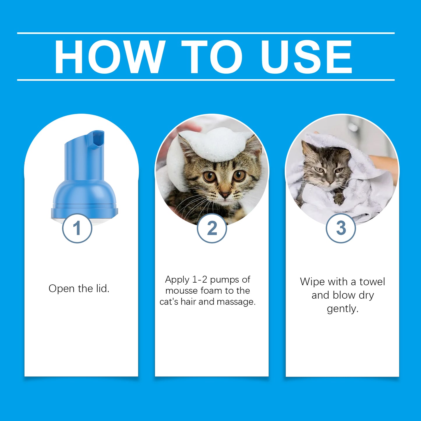 Yegbong Cat Cleaning Mousse Cat Cleaning Foam Pet Care Gentle Not Irritating Cleaning Mousse