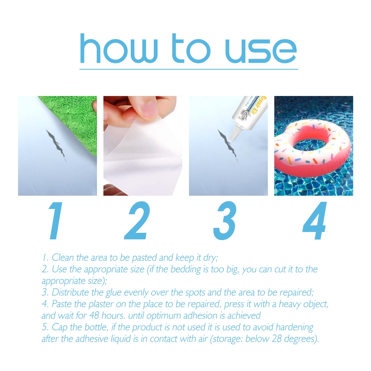 Yegbong swimming pool maintenance kit swimming ring air cushion tent crack air leakage waterproof transparent adhesive repair subsidy