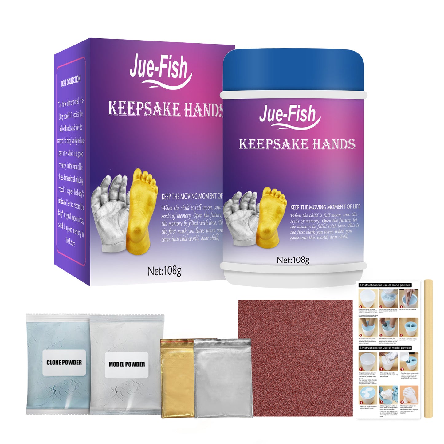 Jue-Fish Baby Stereo Hand Model Powder Children's Full Moon Hundred Days Hand and Footprint Souvenir 3D Clone Model Powder
