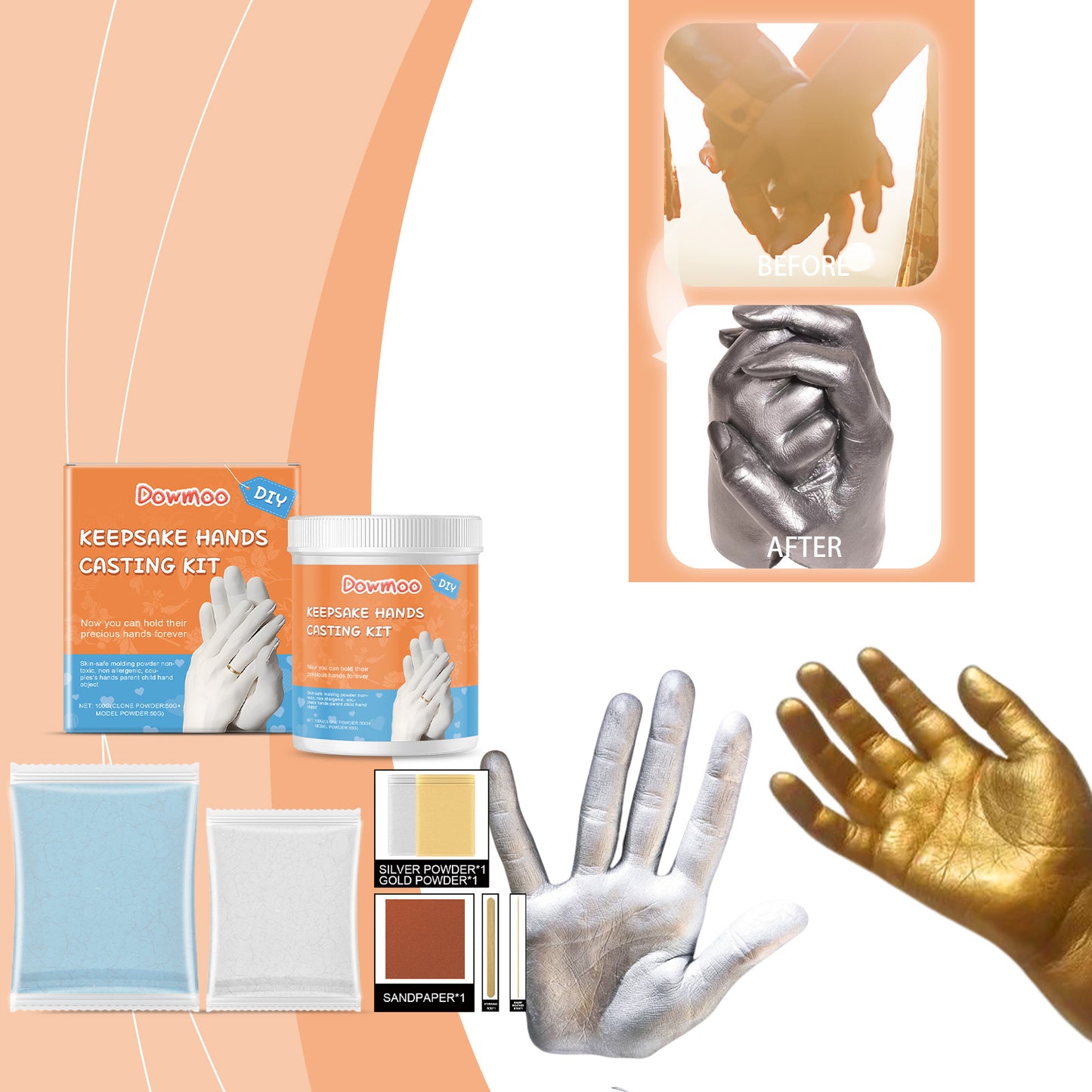 Dowmoo 3D gypsum model suit hand mold powder cloning powder three-dimensional hand mold making model powder gypsum hand mold