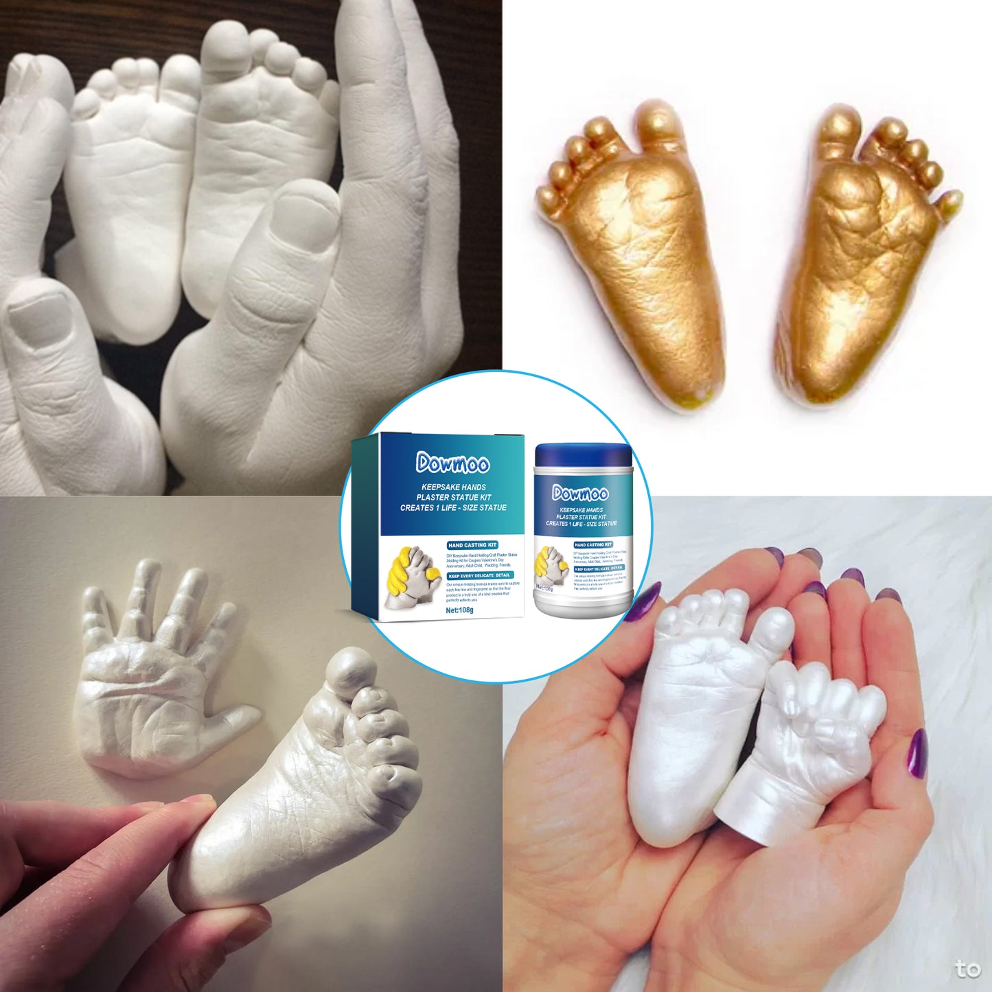 Dowmoon DIY gypsum mold sculpture kit baby full moon hundred days souvenir creative 3d clone model powder