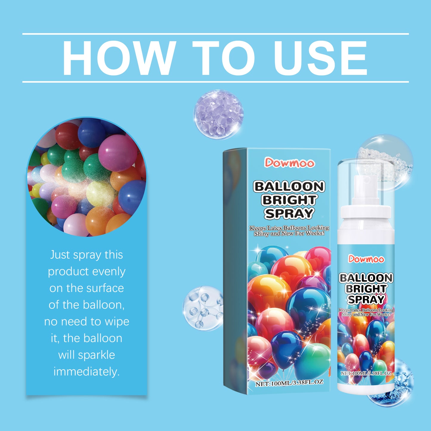 Dowmoo Balloon High Gloss Spray Anti-Oxidation Keep Balloon Appearance Brilliant Enhance Gloss Scene Decoration