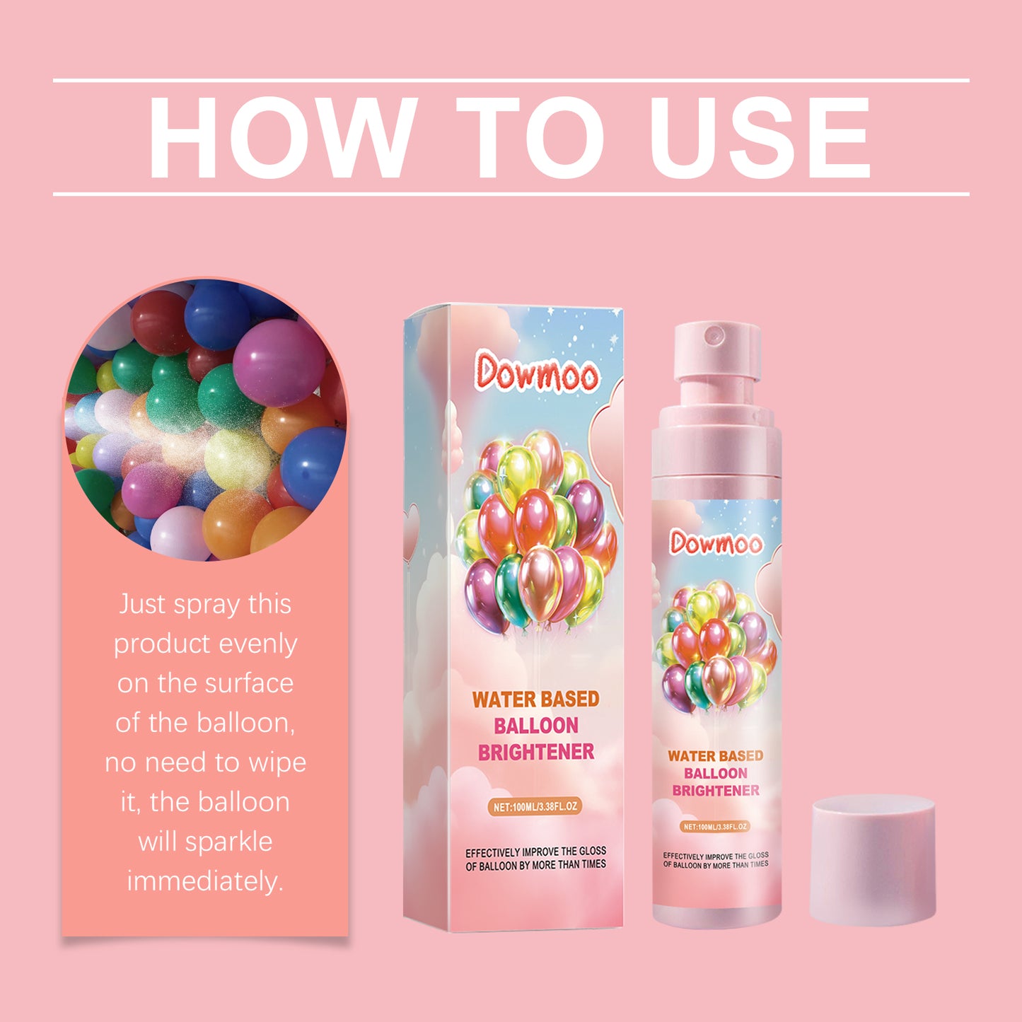 Dowmoo Balloon Brightener Scene Balloon Decoration Appearance Enhance Gloss Lasting Portable Brightener