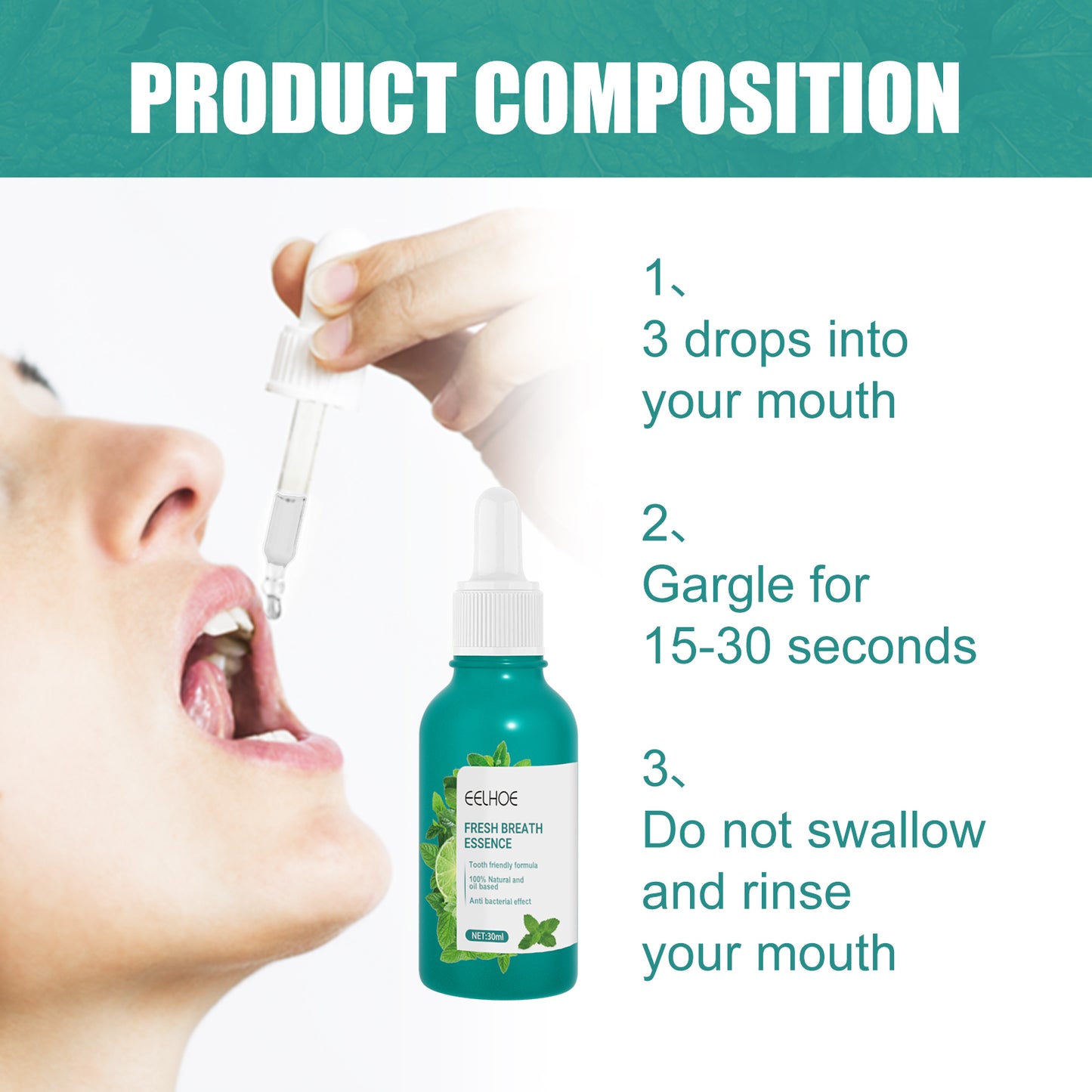 EELHOE Fresh Breath Essence Clean Odor Fresh Breath Mint Fragrance Essence