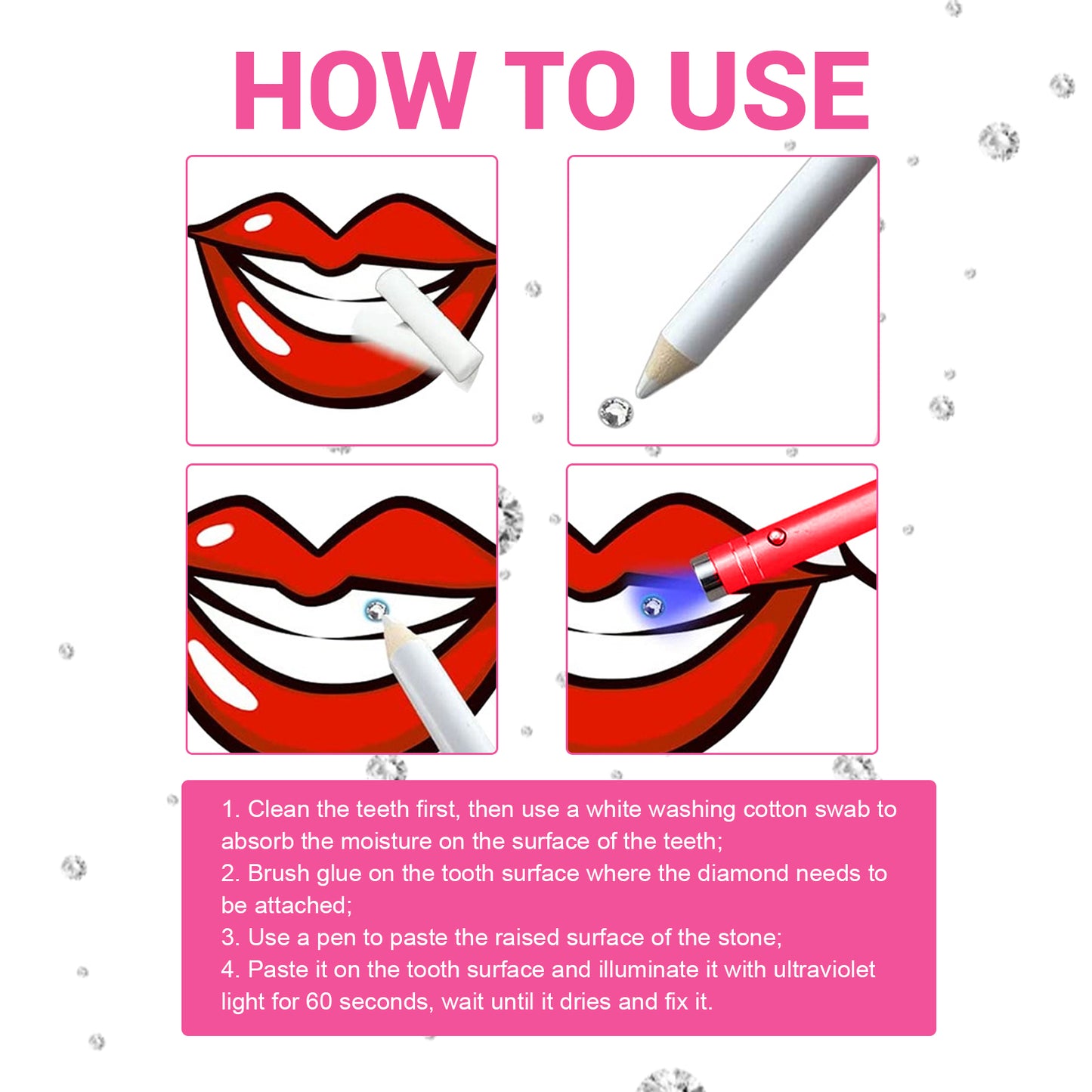 Eelhope DIY Teeth Gem Kit European and American Style Hip Hop Style Teeth Diamond Jewelry DIY Dental Drill suit