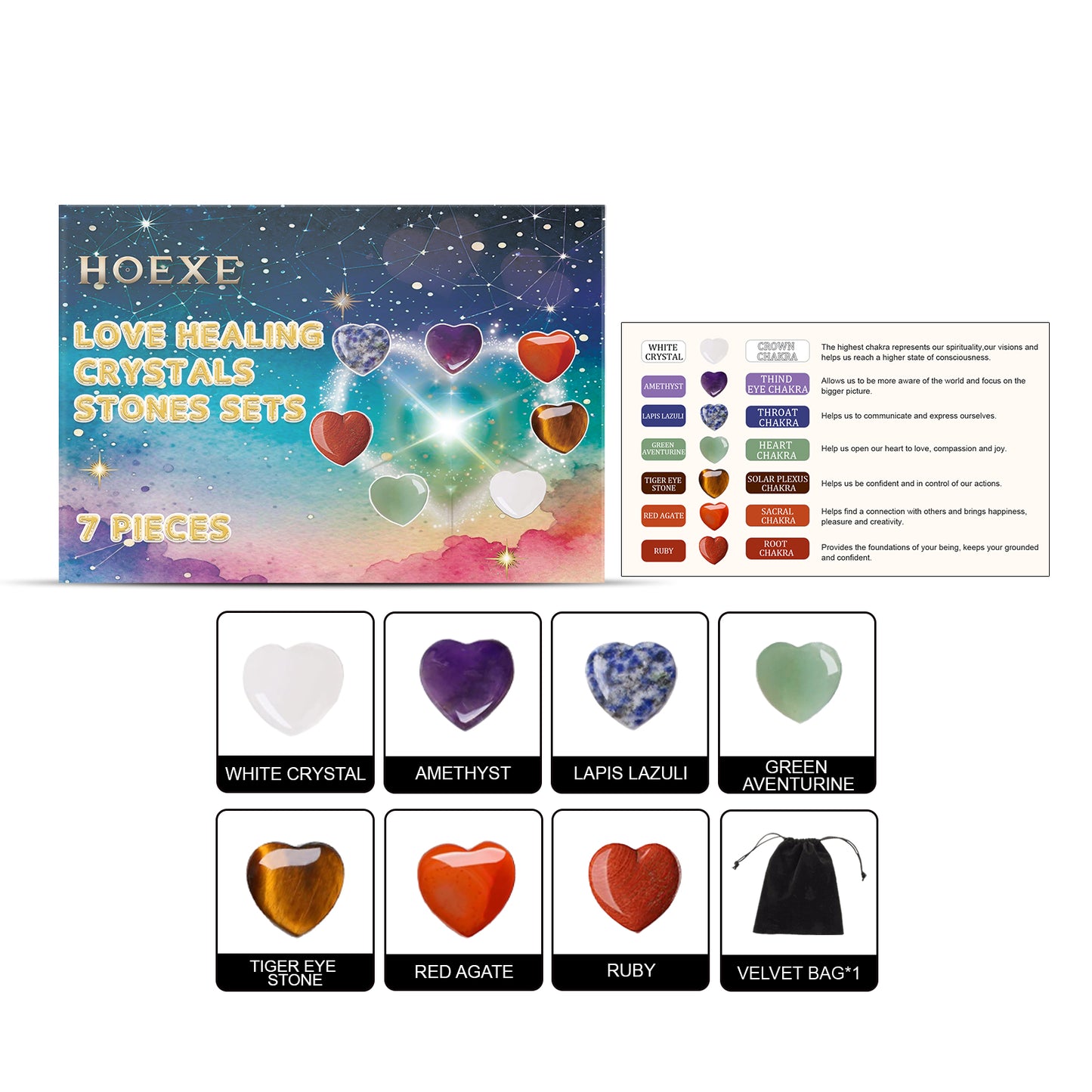 Hoexe Heart Crystal Healing Stone suit