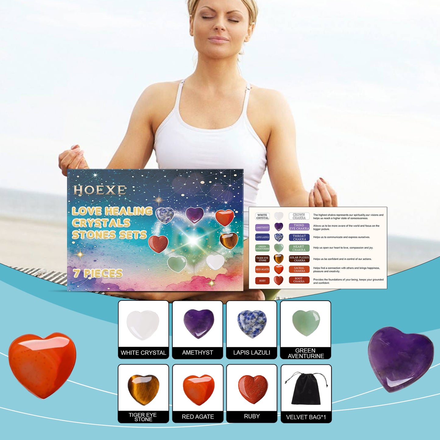 Hoexe Heart Crystal Healing Stone suit