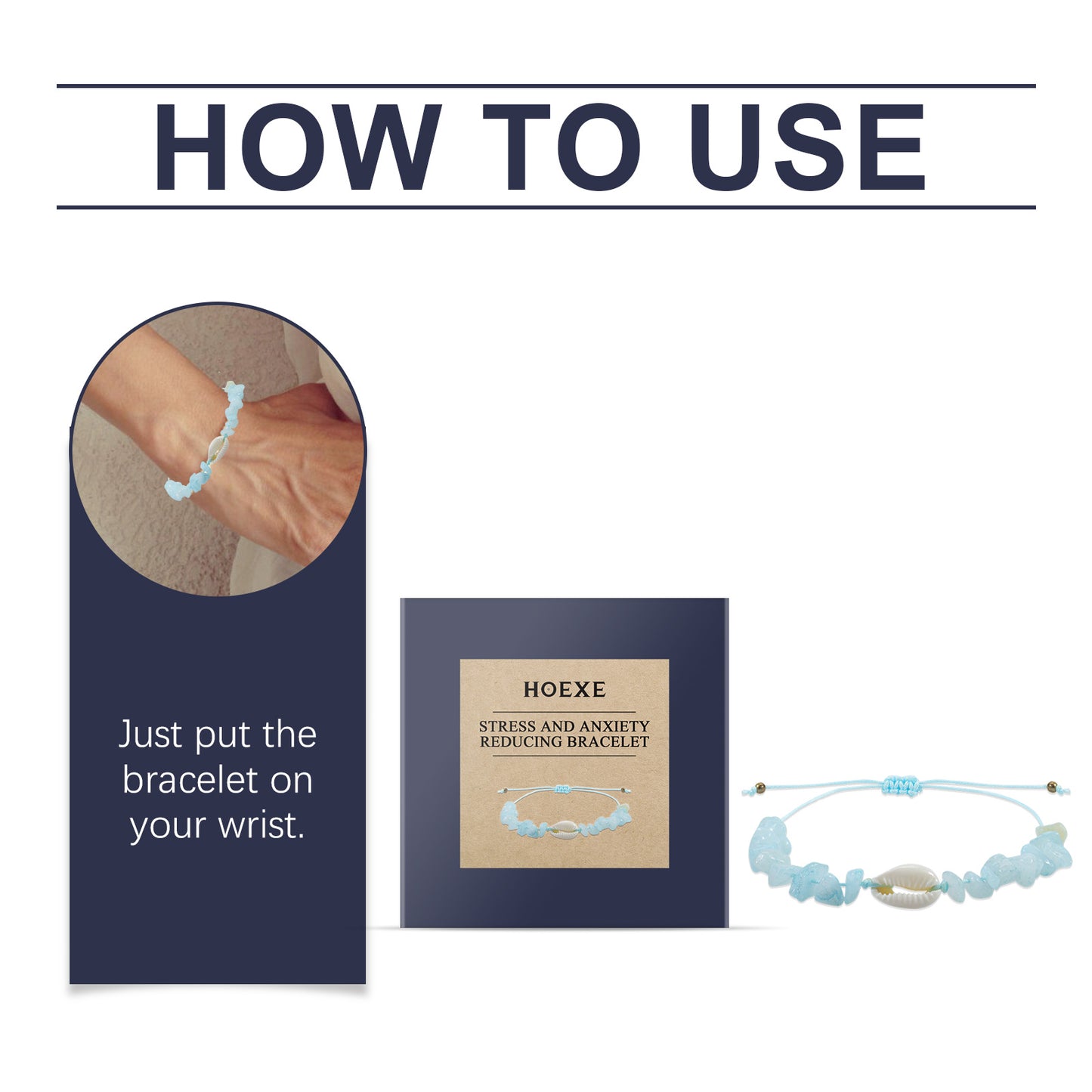 Hoexe Aquamarine Crystal Fragment Bracelet Simple Portable Fresh Sea Blue Shell Bracelet All-Match Accessories