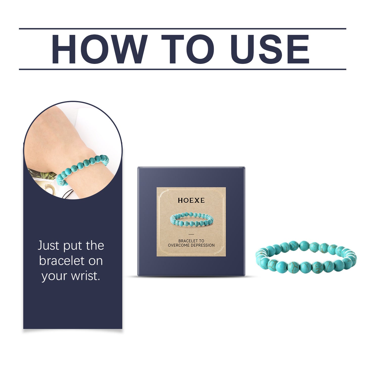 Hoexe blue turquoise bracelet personalized simple elegant versatile fashion accessories hand decoration portable bracelet