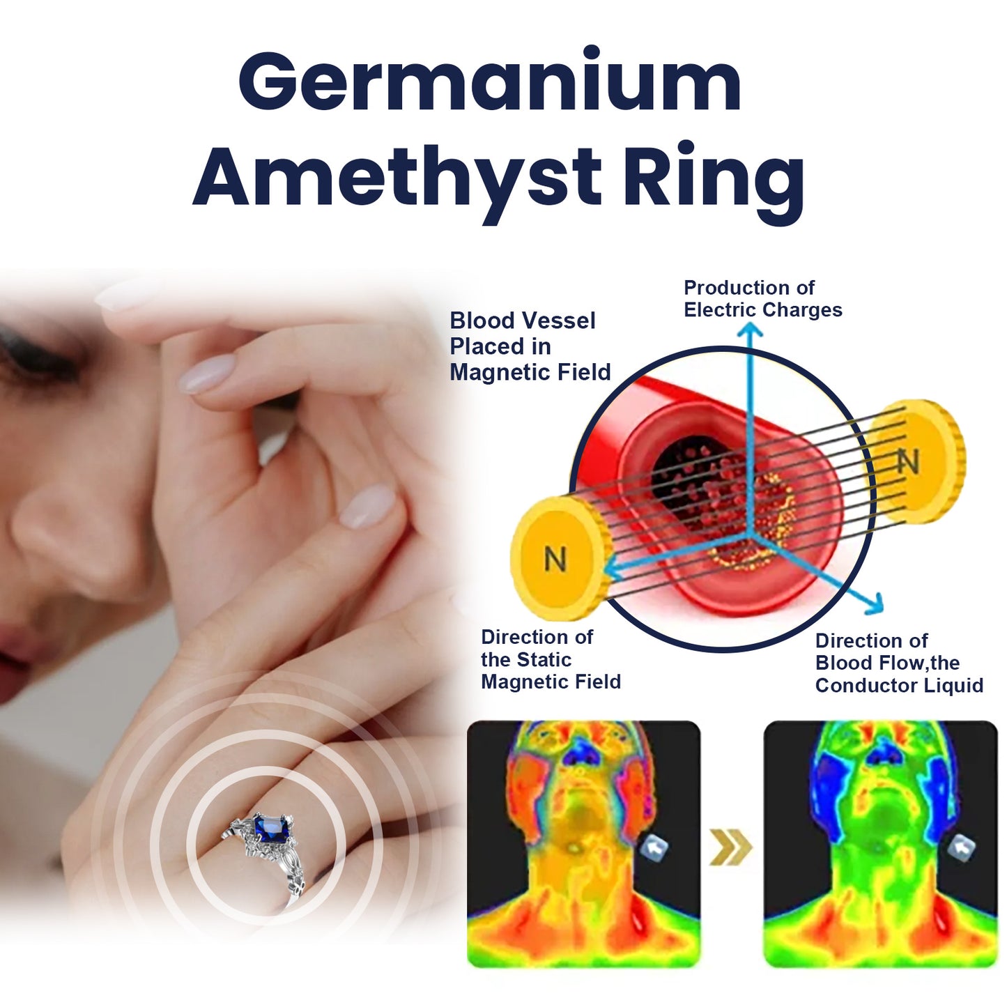 Hoexe Germanium Amethyst Ring Ring Simple All-match Fashion Single Product Trendy Clothing Matching Couple Ring