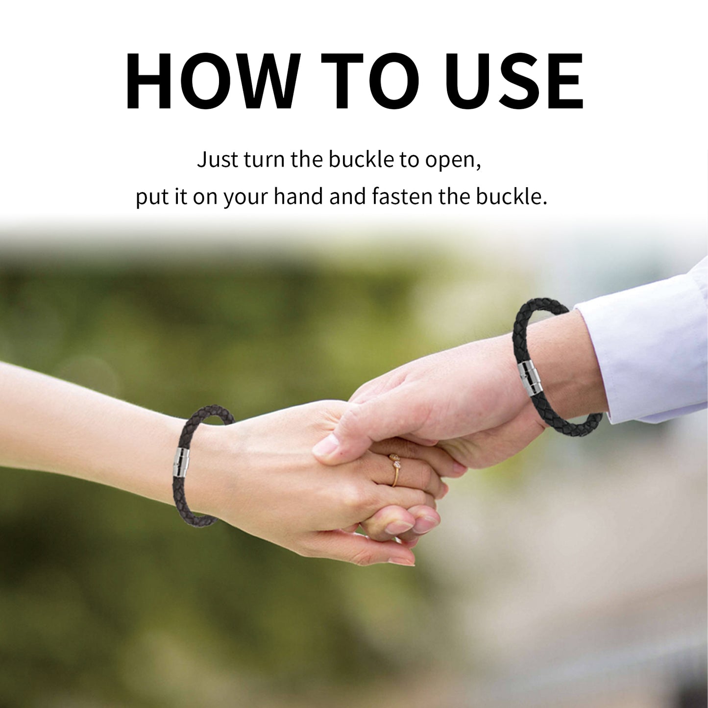 Hoexe Couple Bracelet PU Leather Rope Woven Men's and Women's Personalized Simple Style Couple Bracelet Fashion Accessories Bracelet