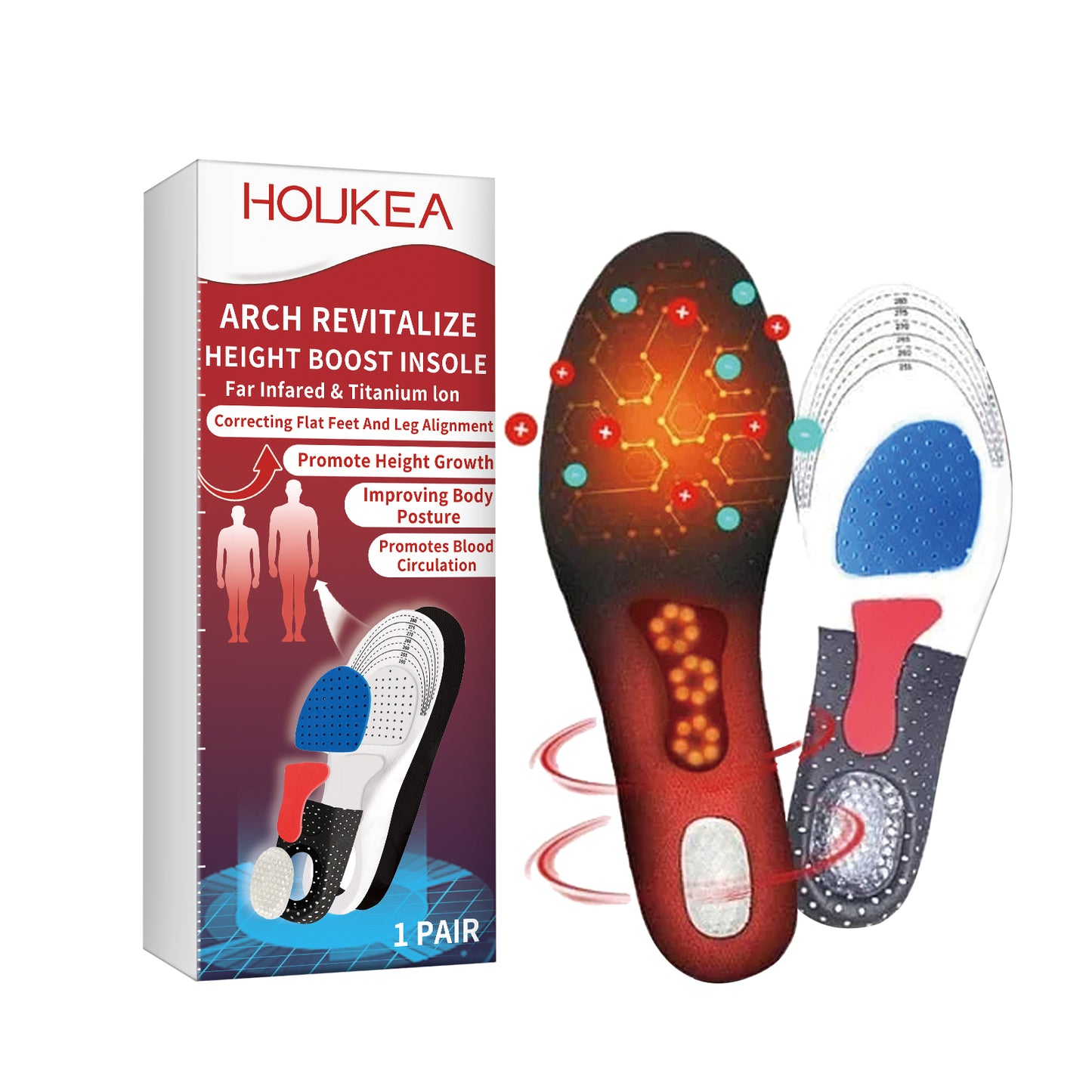 Houkea orthopedic arch support insole to reduce sports fatigue foot posture correction non-slip wear-resistant insole