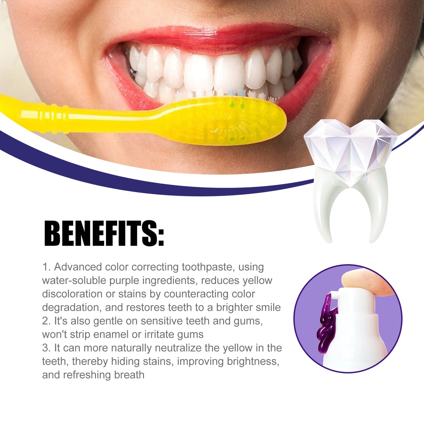 Jaysuing V34 Purple Toothpaste Cleaning Bad Mouth Tooth Stains Whitening Tooth Care Toothpaste