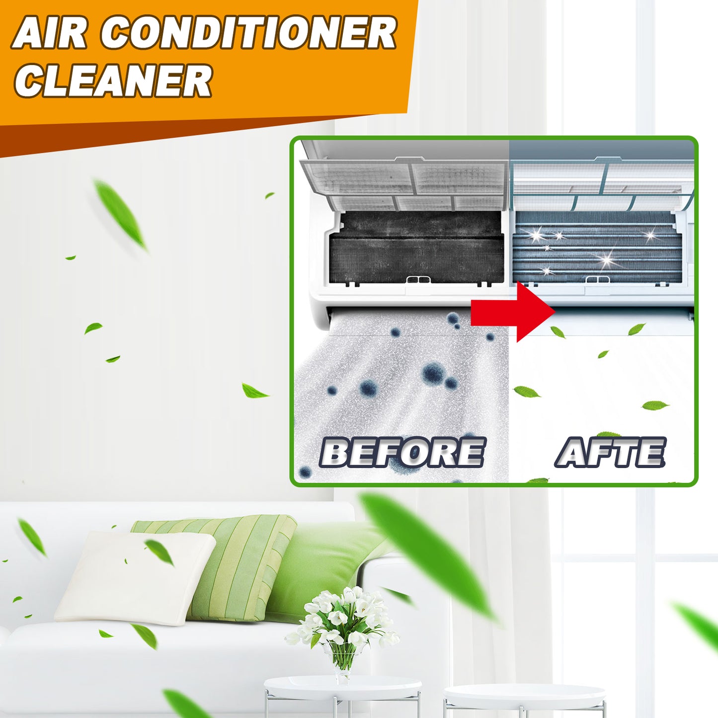 Jue-Fish Air Conditioner Cleaner Household Air Conditioner Hangup No Dismantling No Washing Deodorizing and Descaling Foam Air Conditioner Cleaning