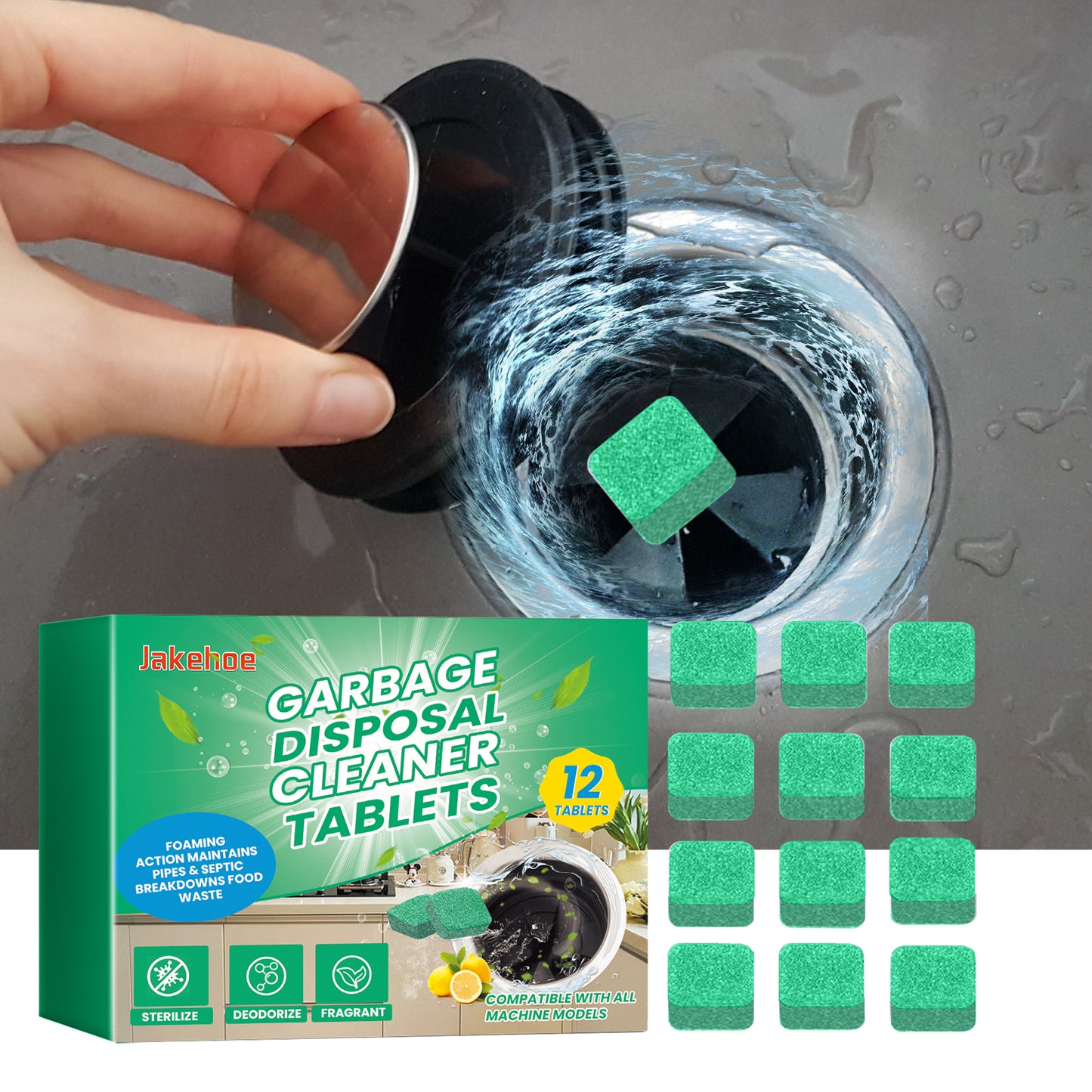 Jakehoe garbage processor cleaning block kitchen food kitchen waste treatment agent pipe cleaning block