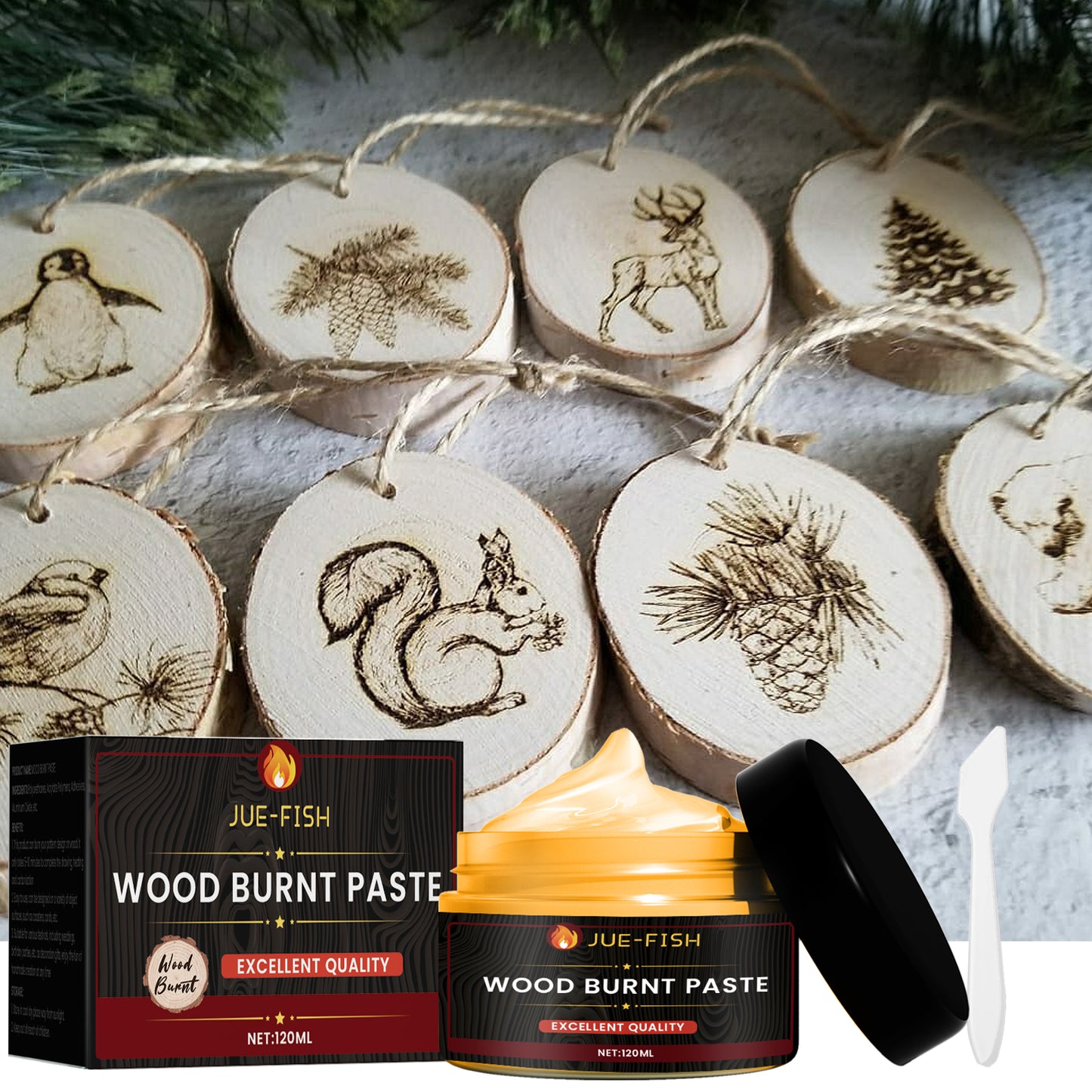 Jue-Fish Wood Burning Paste Camping Outdoor Wood Cloth Combustion-supporting DIY Pyrography Wood Burning Paste