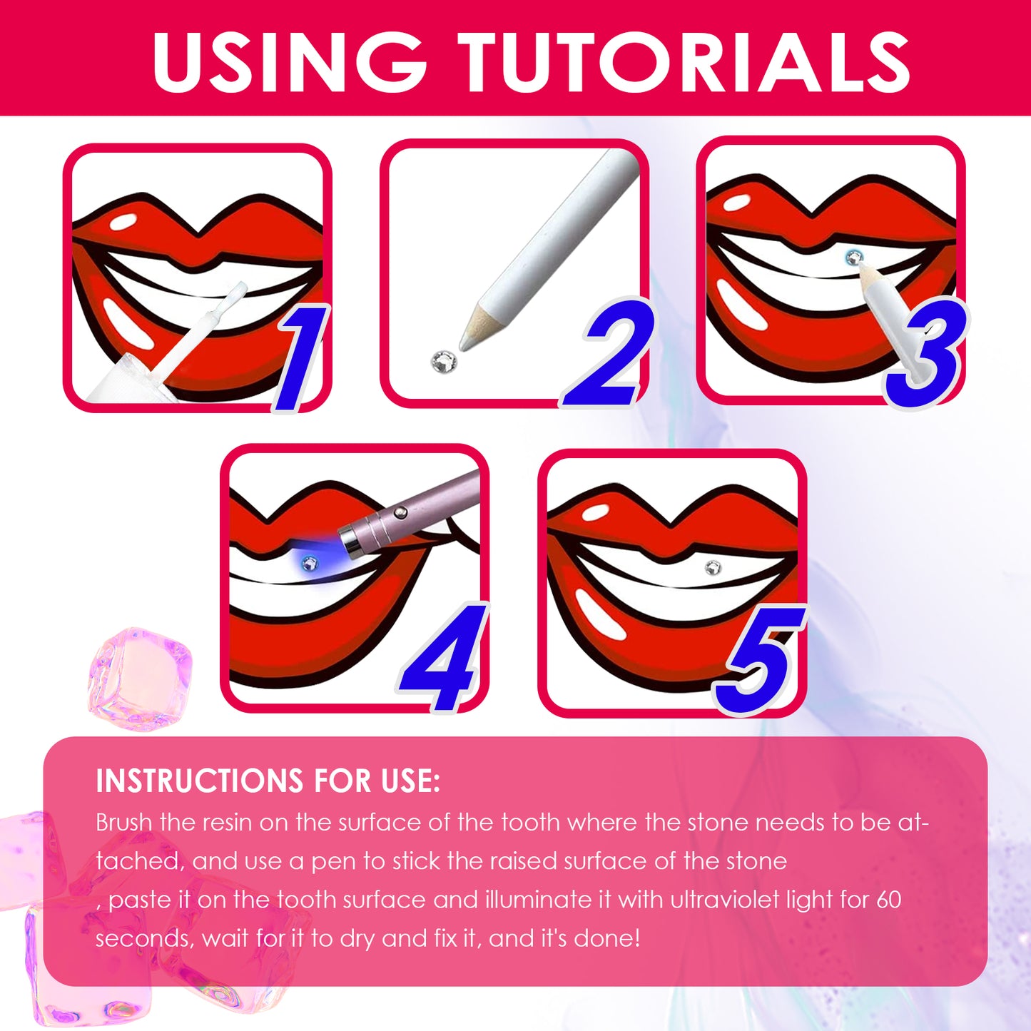 Jaysuing Teeth Gem Kit Jewelry Easy to Remove Easy to Install Crystal Teeth Drill Sparkling
