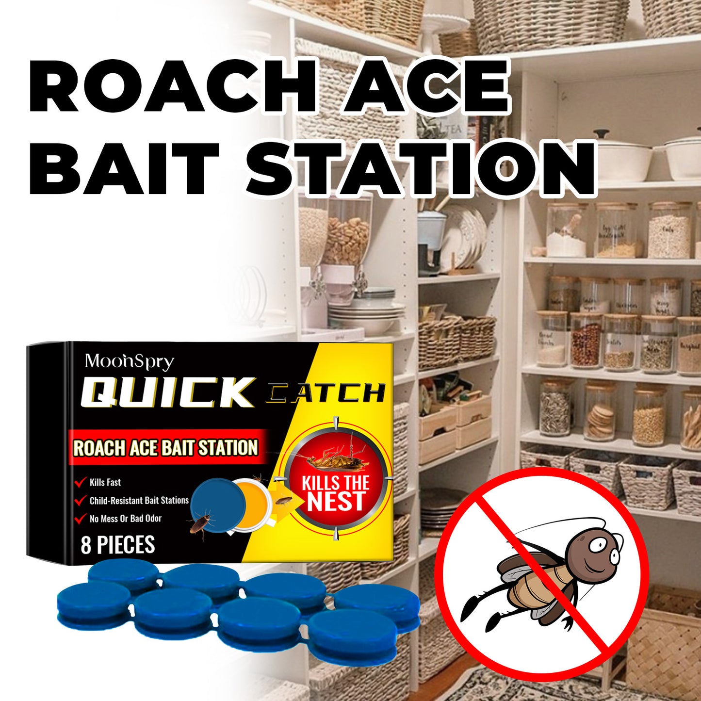 MoonSpry cockroach bait station insect repellent cockroach bait kitchen home cockroach killing whole nest end cleaner