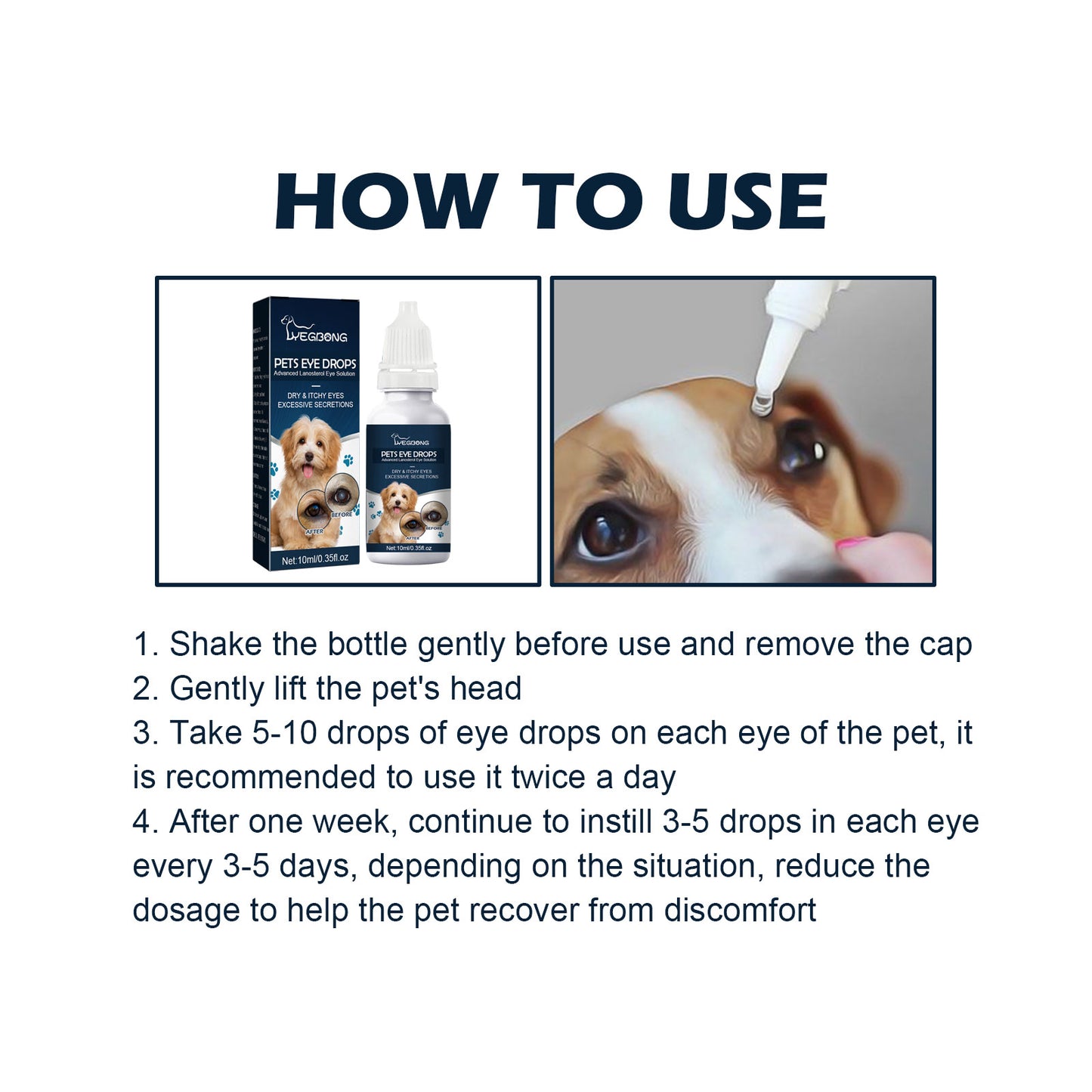 Yegbong pet eye drops for cats and dogs to tear stains to relieve eye itching clean eye drops