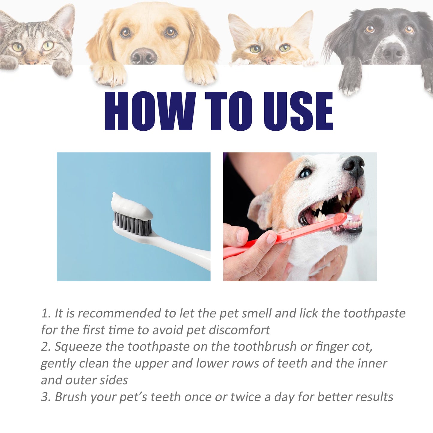 Yegbong Pet Oral Cavity Cleaning Cream Cats and Dogs Clean Oral Odor Tartar Tooth Stains White Tooth Paste