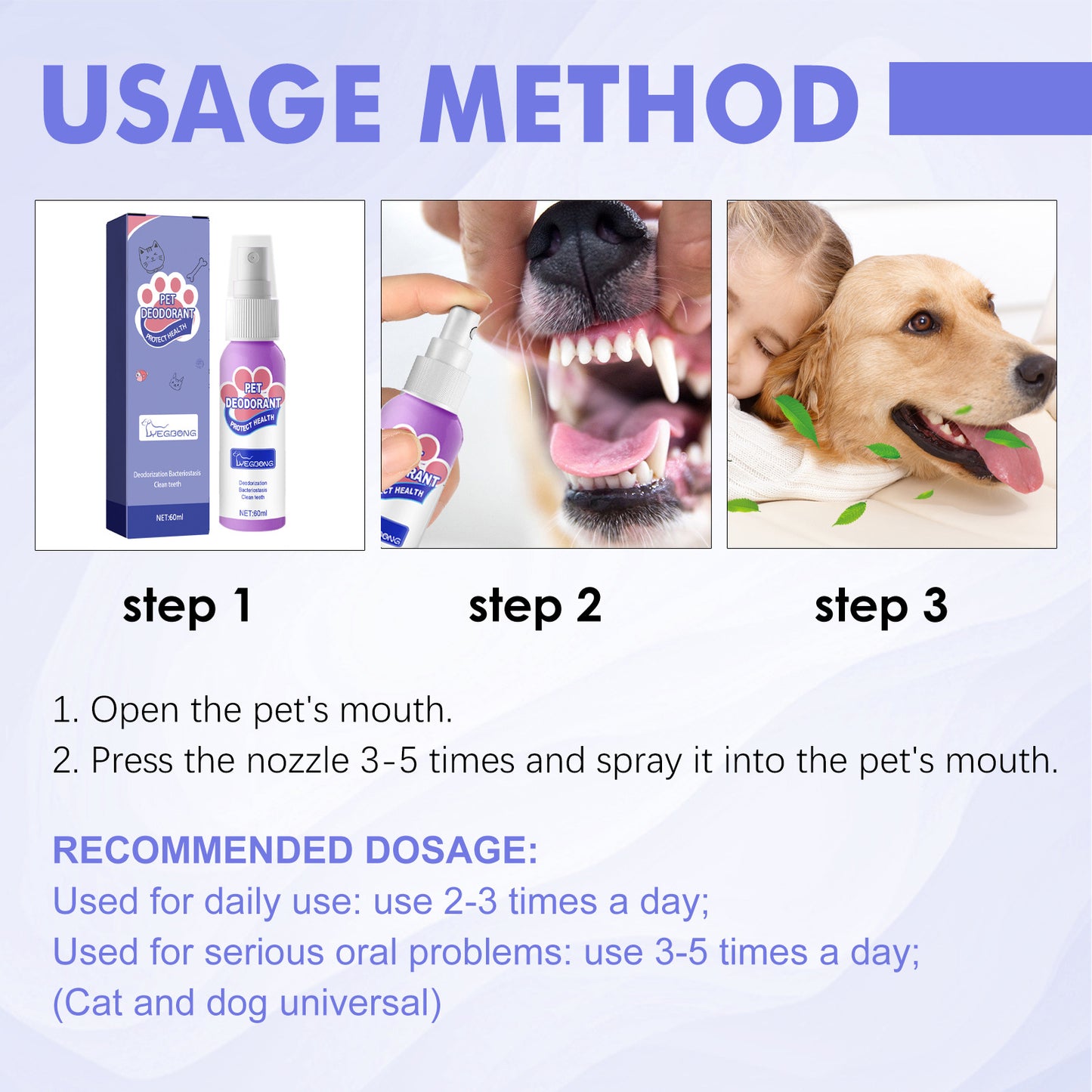 Yegbong dog halitosis spray pet mouth cleaning cat deodorant breath fresh spray