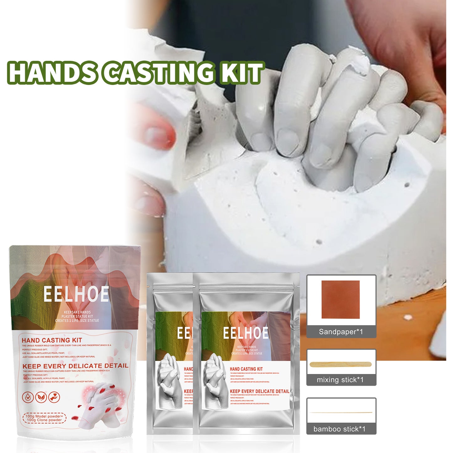 EELHOE Couple Hand Mold Clone Powder Infant Three-dimensional Hand and Foot Mold Making Material Valentine's Day Gift
