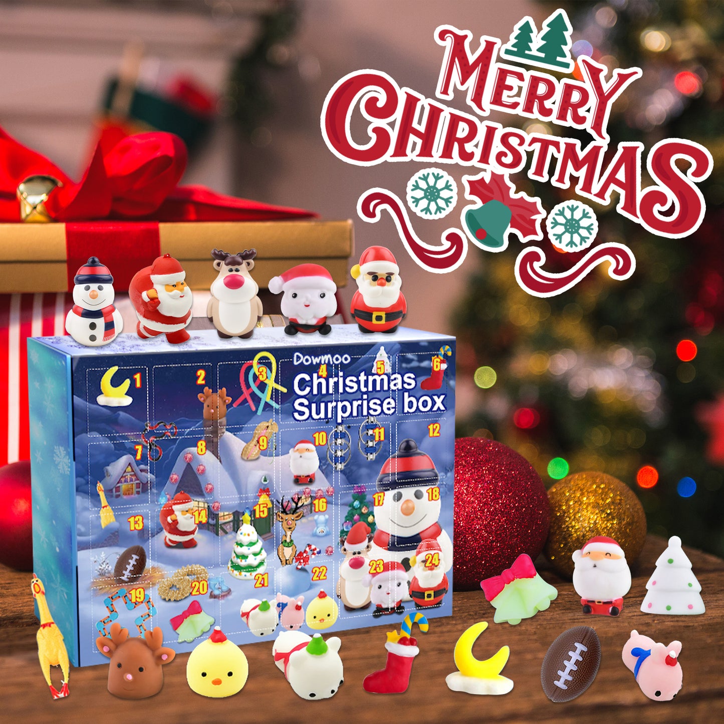 Dowmoo Christmas Surprise Blind Box Christmas Decompression Toy Celebration Atmosphere 24 Random Hidden Blind Box Gift