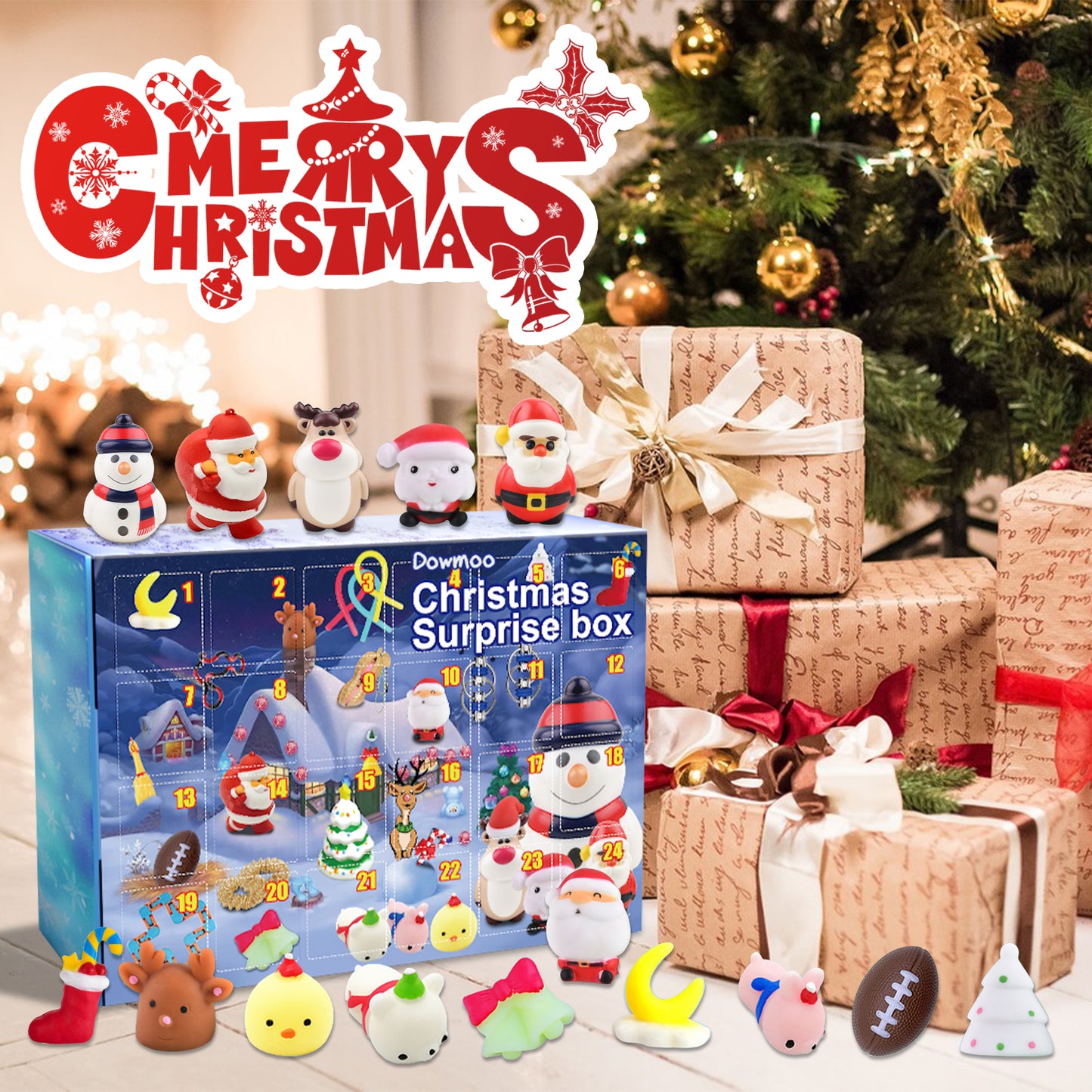 Dowmoo Christmas Surprise Blind Box Christmas Decompression Toy Celebration Atmosphere 24 Random Hidden Blind Box Gift