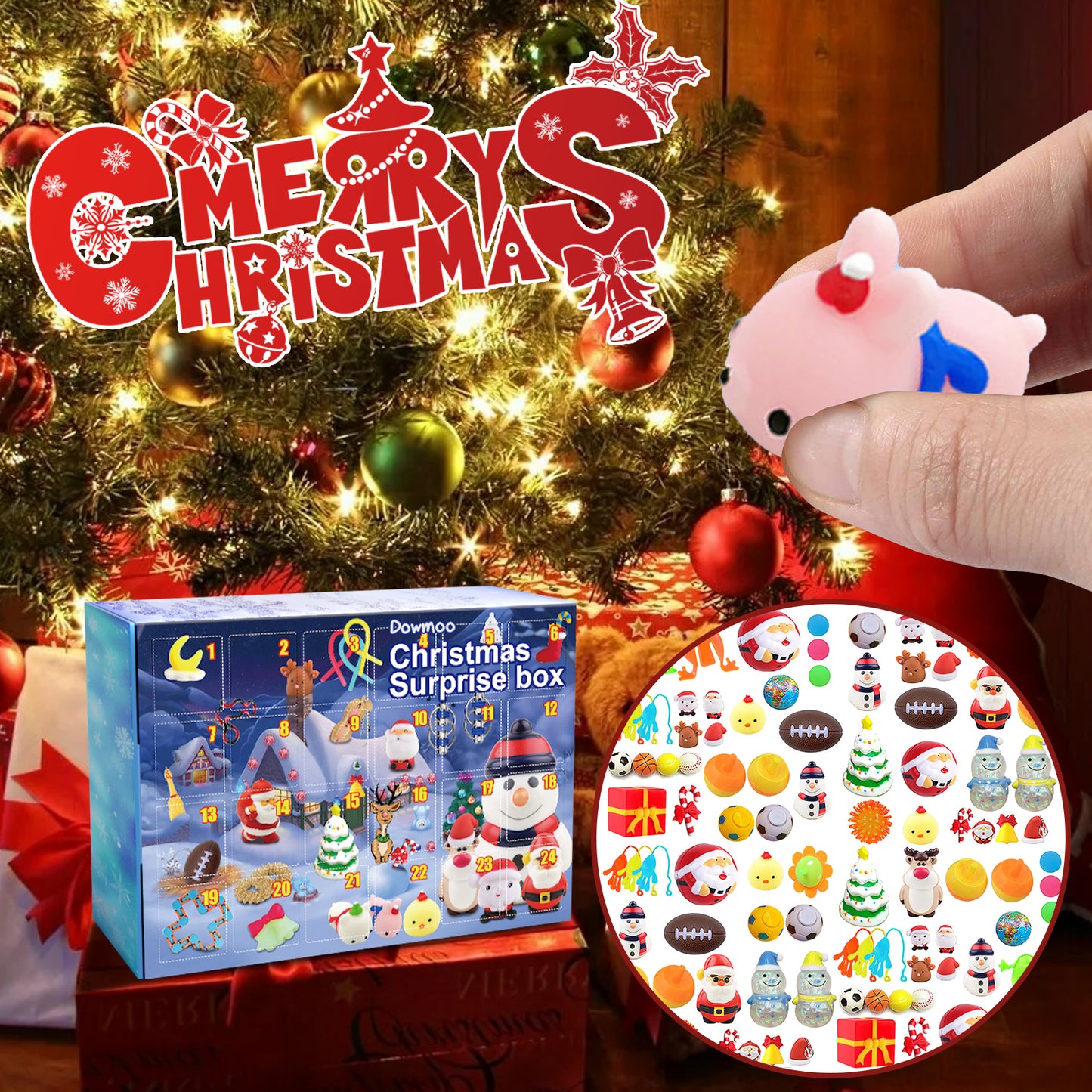 Dowmoo Christmas Surprise Blind Box Christmas Decompression Toy Celebration Atmosphere 24 Random Hidden Blind Box Gift