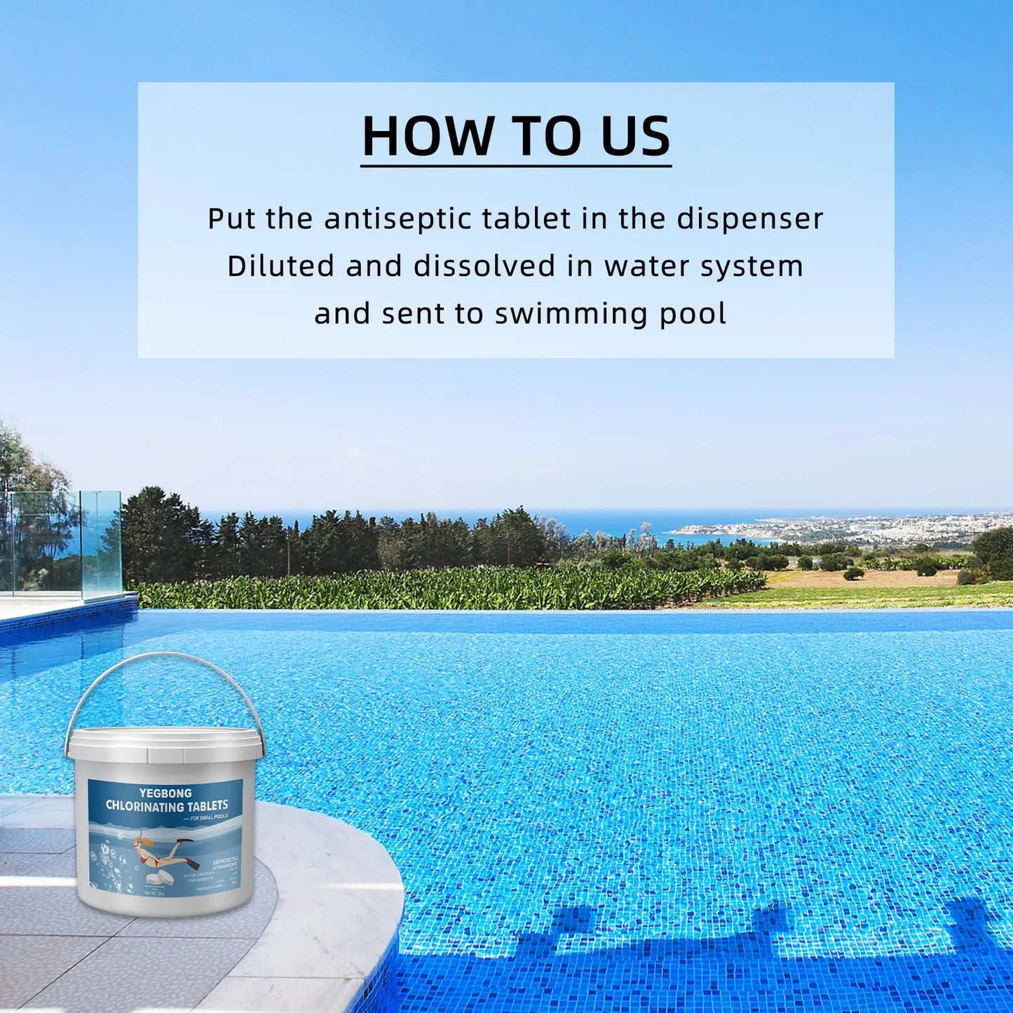 Yegbong chlorinated tablets swimming pool to improve water quality clarification deodorant effervescent tablets multifunctional instant cleaning