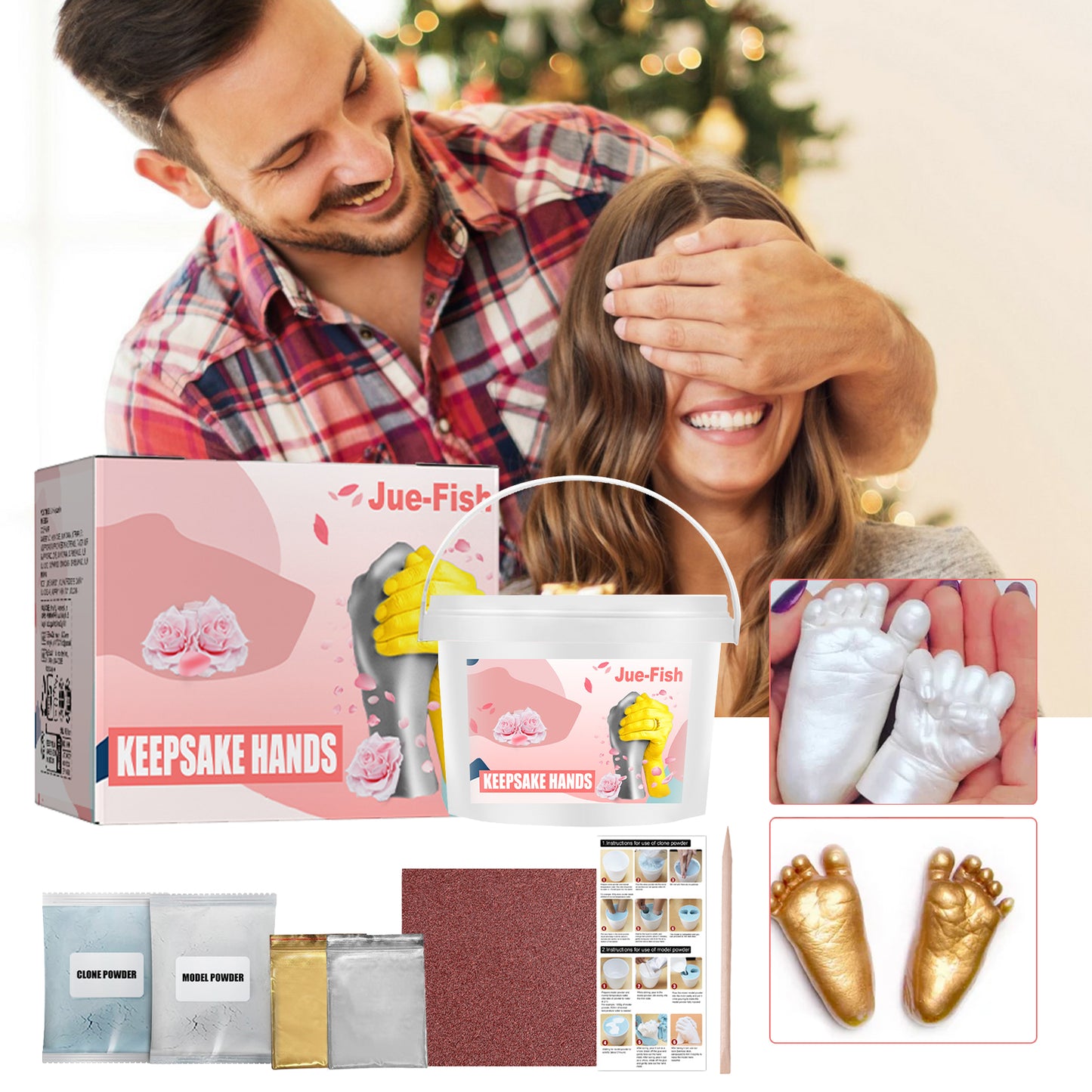 Jue Fish 3D three-dimensional hand model DIY making clone powder model mother's day valentine's day holiday gift