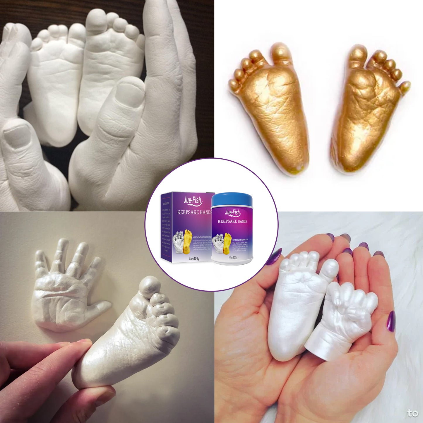 Jue-Fish Baby Stereo Hand Model Powder Children's Full Moon Hundred Days Hand and Footprint Souvenir 3D Clone Model Powder