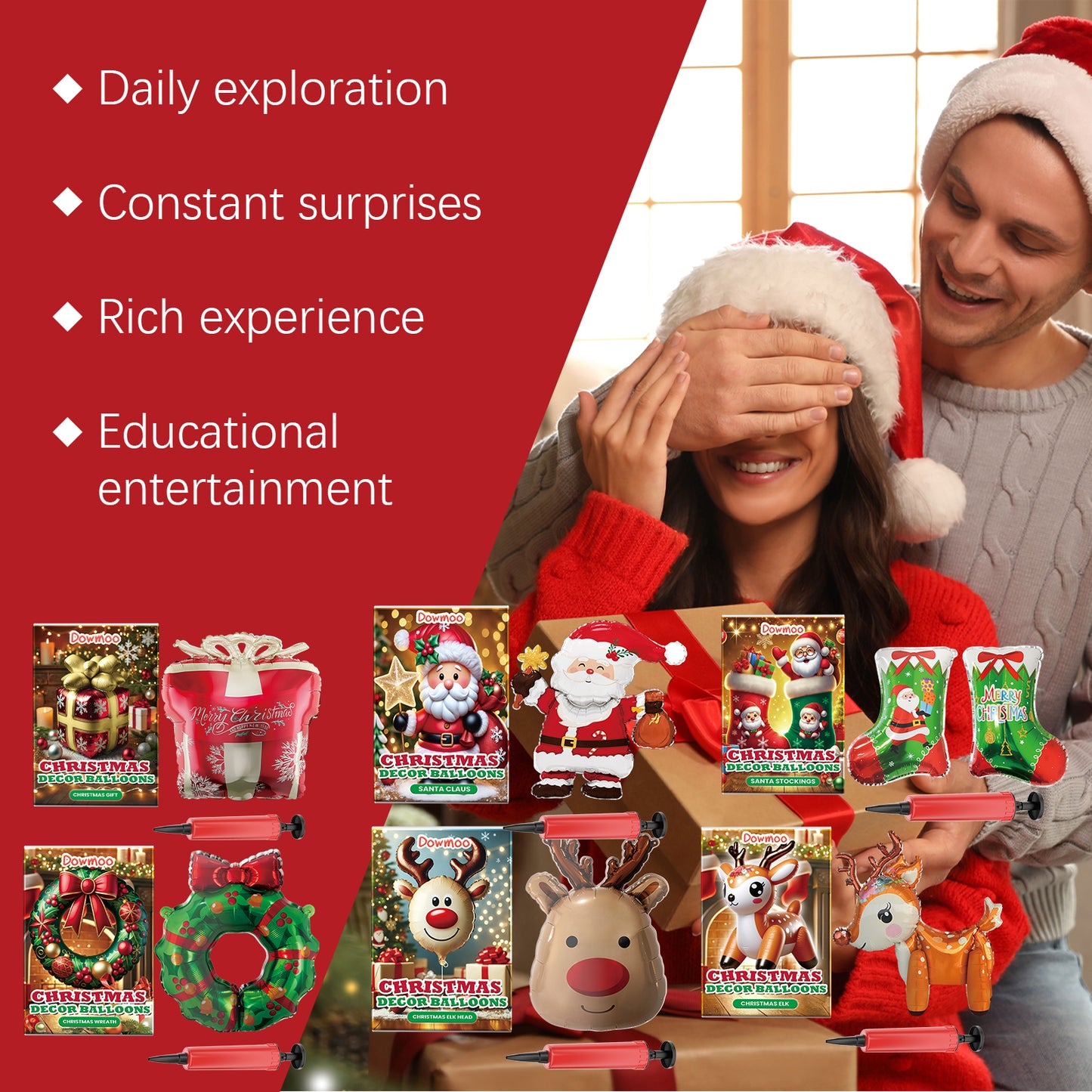 Dowmoo Christmas Balloon Balloon Standing Santa Claus Reindeer Christmas Tree Event Atmosphere Layout