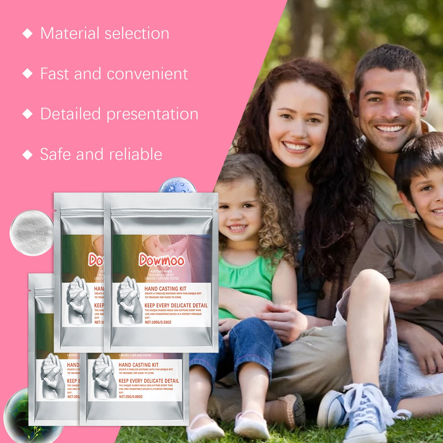 Dowmoo hand mold powder suit three-dimensional hand mold plaster material DIY commemorative gift clone model powder