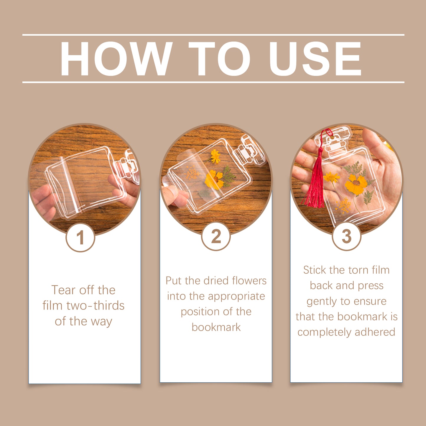 Dowmoo Dried Flower Bookmark Kit Handmade DIY Bottle Dried Flower Handbook Sticker Transparent Bookmark Glass Bottle Decoration