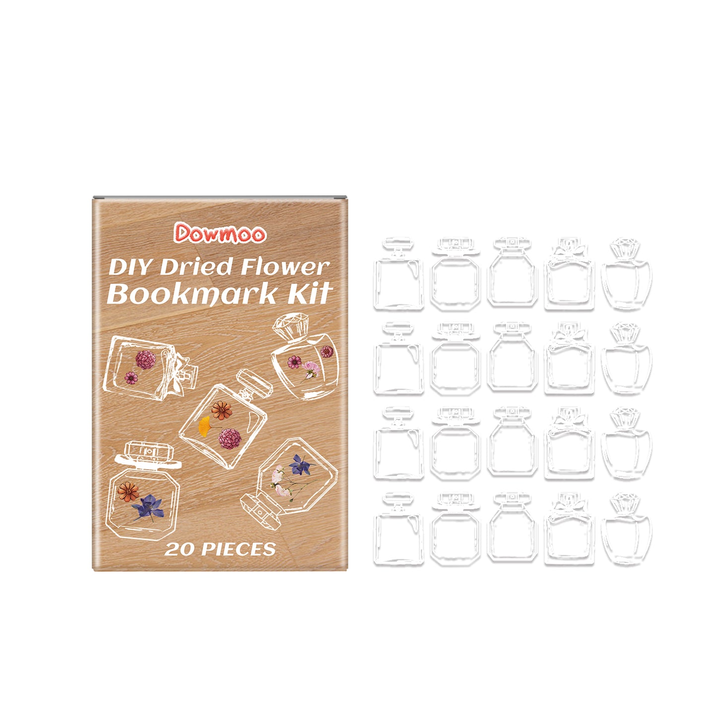 Dowmoo Dried Flower Bookmark Kit Handmade DIY Bottle Dried Flower Handbook Sticker Transparent Bookmark Glass Bottle Decoration
