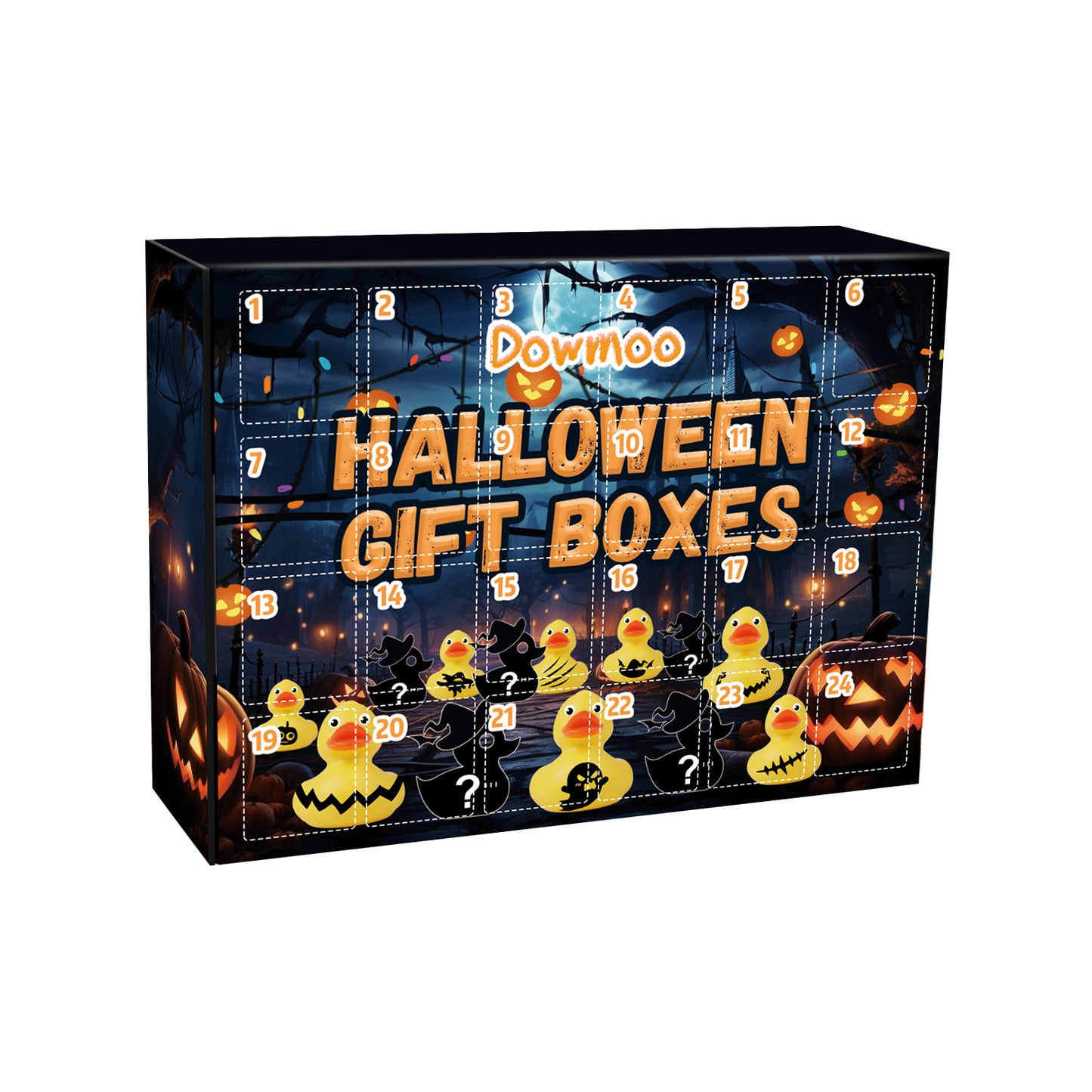 Dowmoo Halloween Duck Blind Box Countdown 24-Box Surprise Ornaments Rubber Duck Toy Gift Box