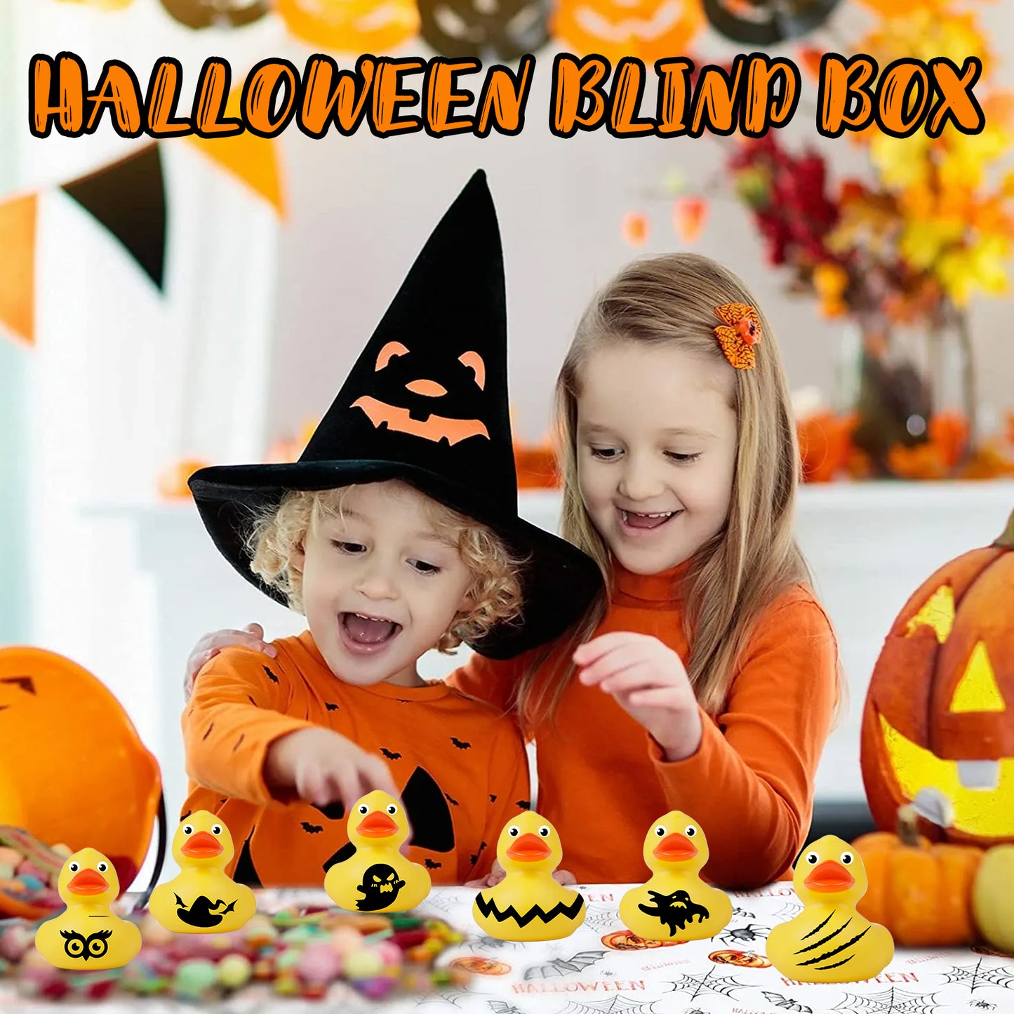 Dowmoo Halloween Duck Blind Box Countdown 24-Box Surprise Ornaments Rubber Duck Toy Gift Box