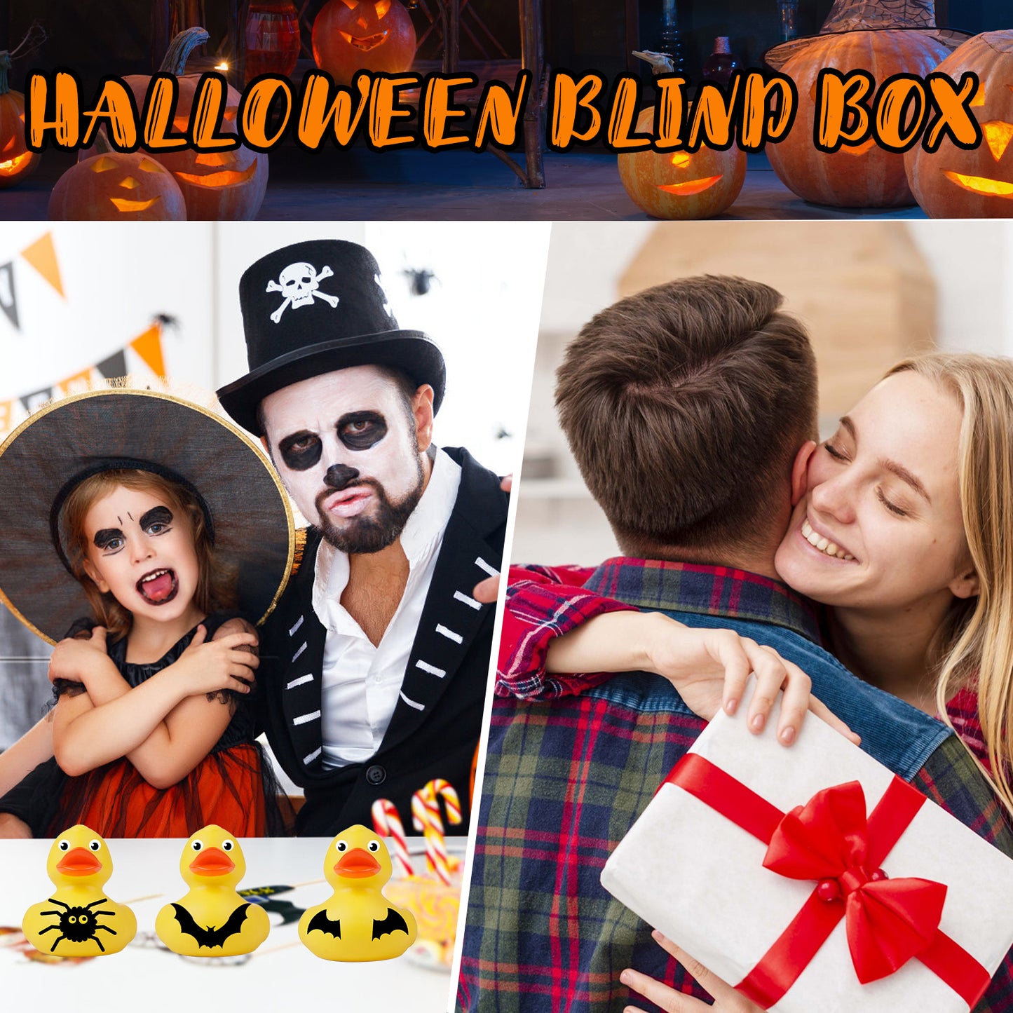 Dowmoo Halloween Duck Blind Box Countdown 24-Box Surprise Ornaments Rubber Duck Toy Gift Box