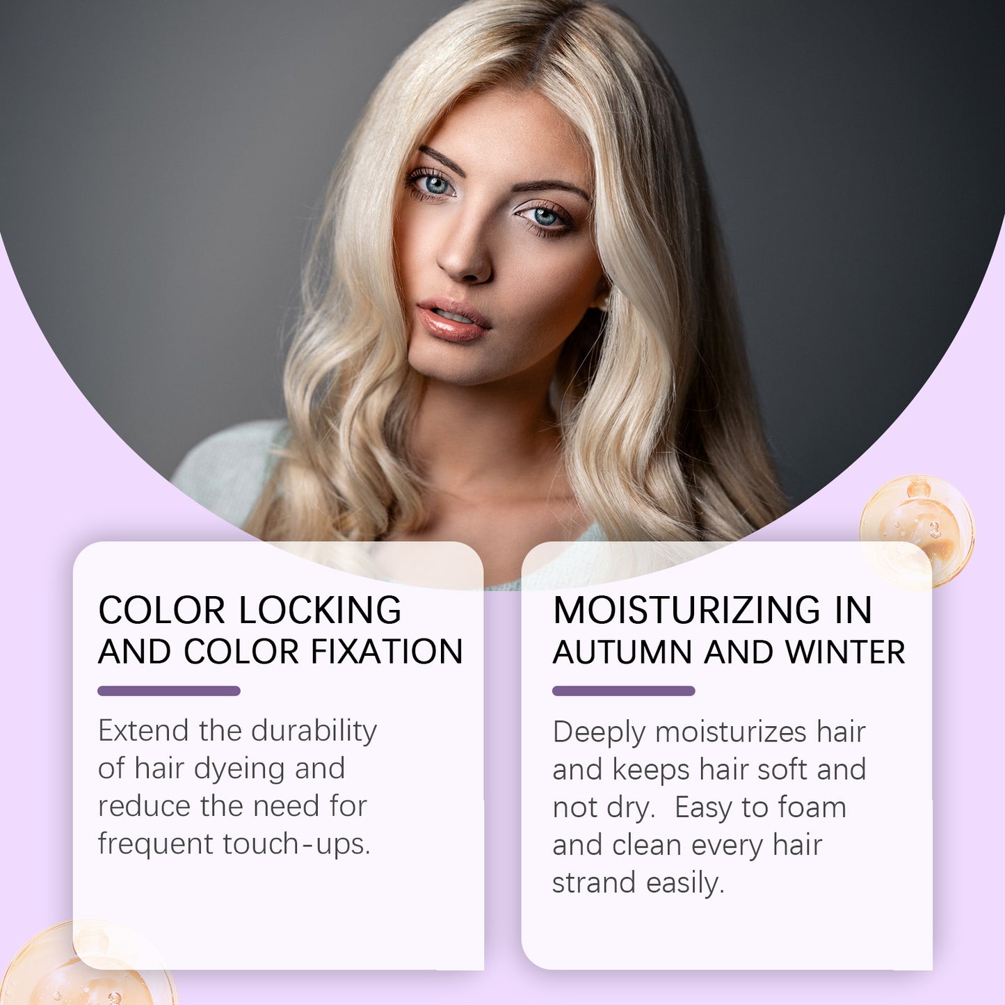 EELHOE Purple Shampoo Hair Color Lasting Maintenance Daily Nourishing Hair Smooth Moisturizing Purple Shampoo