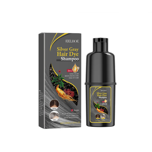 EELHOE Black Hair Dye Shampoo (Silver Gray) Gentle No Stimulation Moisturizing Scalp Easy Color Change Hair Shampoo