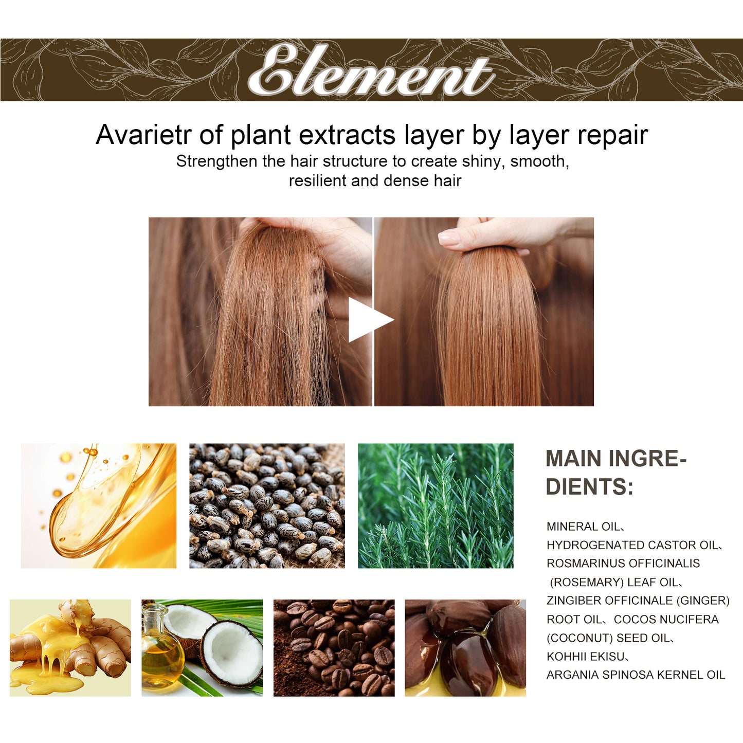 EELHOE Rosemary Hair Care Essential Oil Hair Repair Soft Hair Gentle Nourishing Gloss Hair Care Oil