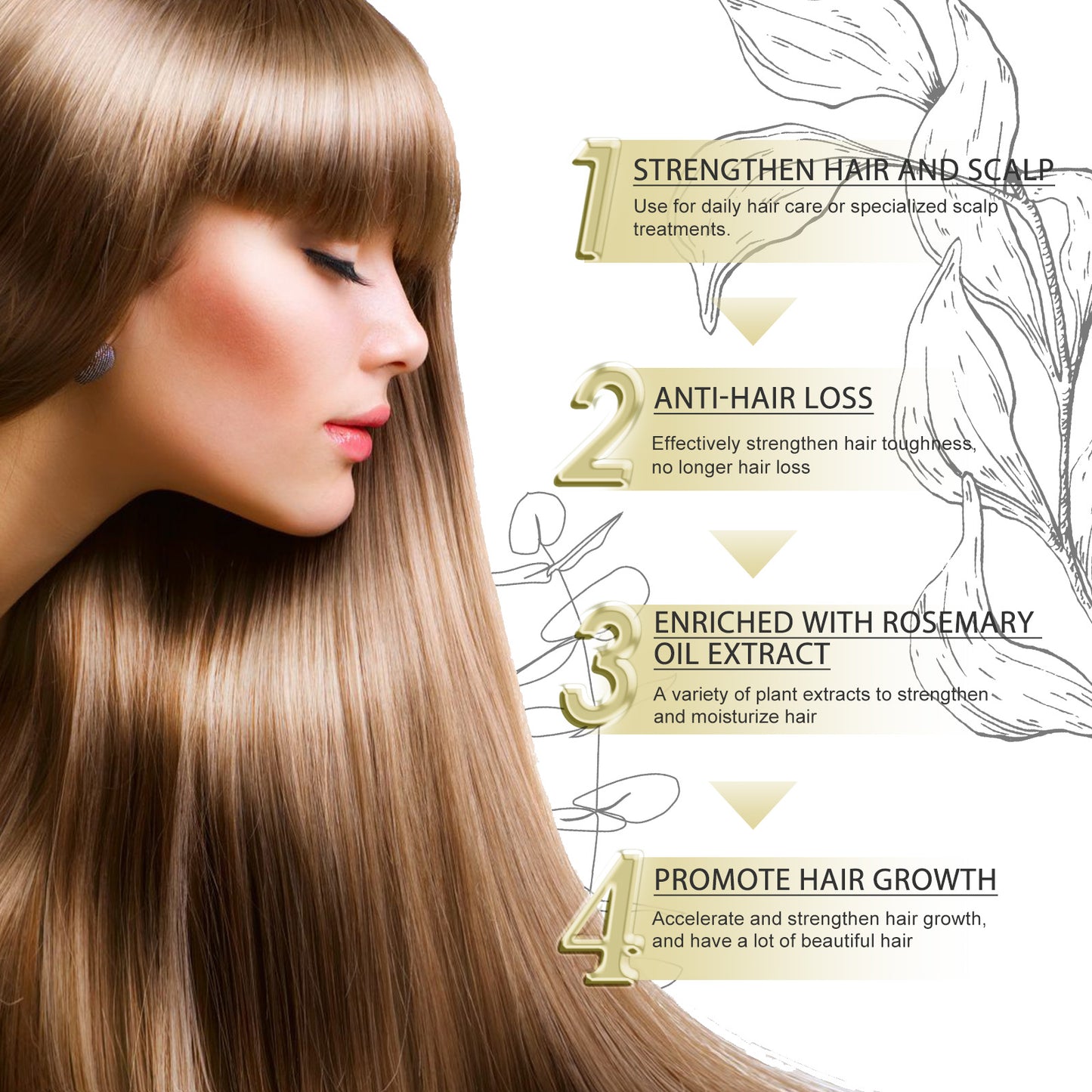 EELHOE Rosemary Hair Care Essential Oil Hair Repair Soft Hair Gentle Nourishing Gloss Hair Care Oil
