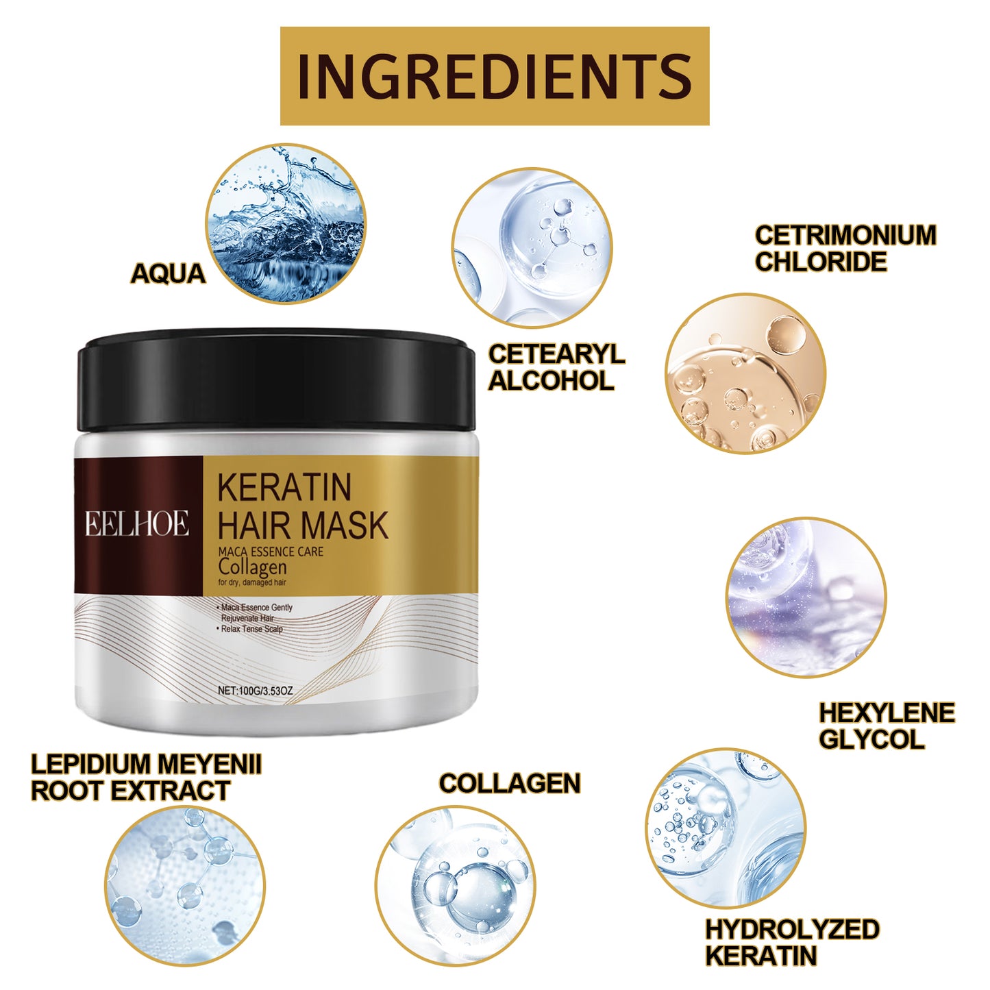 EELHOE Repair Moisturizing Hair Mask Deep Moisturizing Repair Damaged Hair Dry Split Knot Hair Care Mask