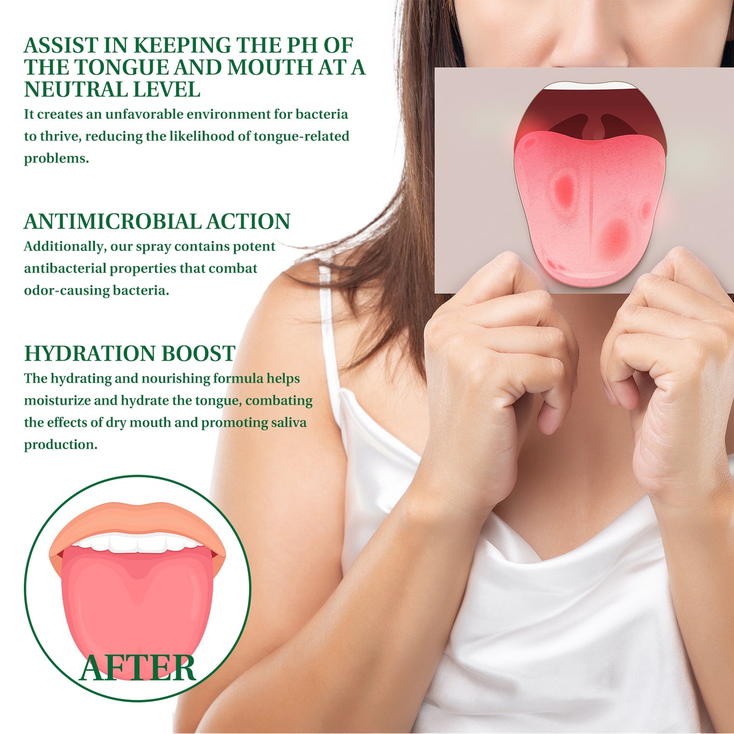 EELHOE Tongue Repair Spray to Repair Whiteness of Tongue Coating to Relieve Dry and Swelling of Tongue Oral Care Spray